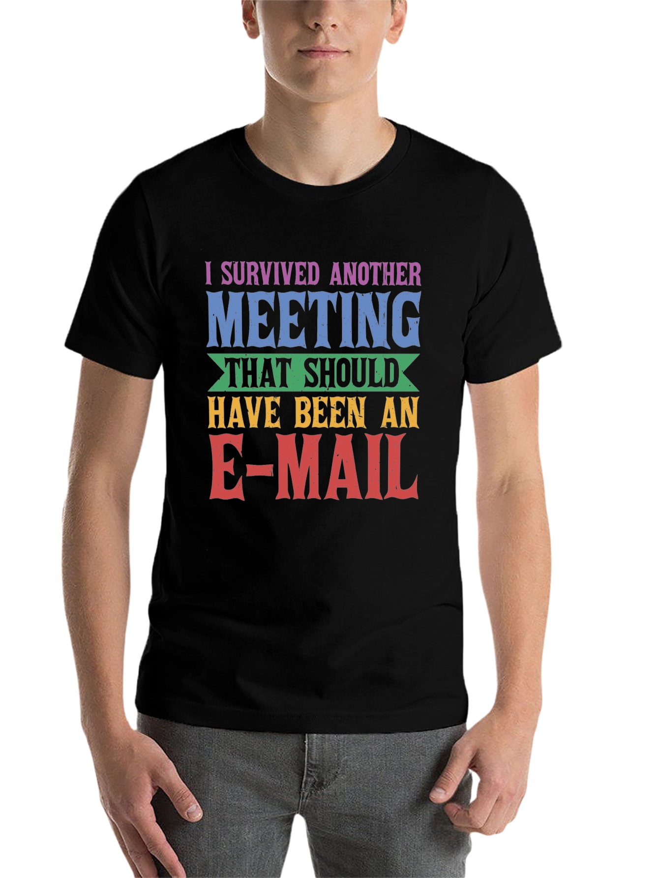 Black I Survived Another Meeting T-Shirt view 7