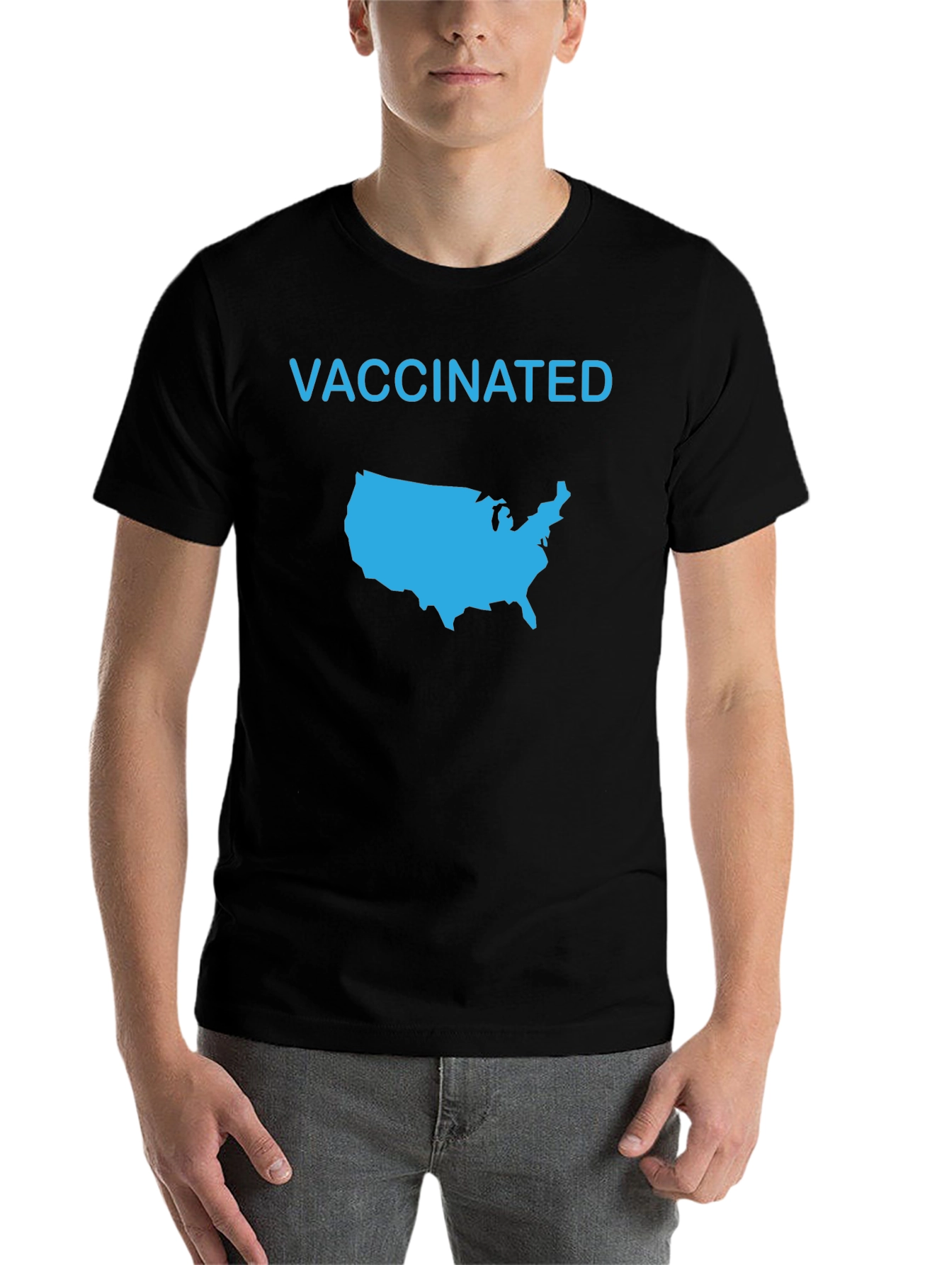 Black Vaccinated USA Map T-Shirt view 7