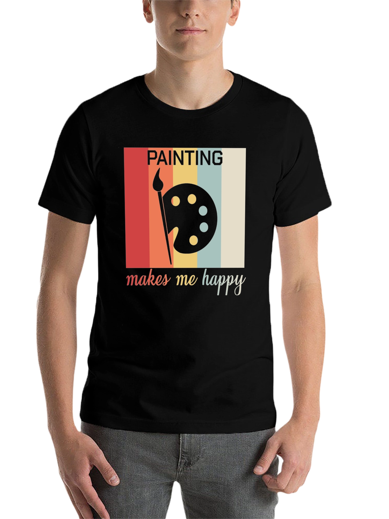 Black Painting Makes Me Happy Graphic Tee view 7