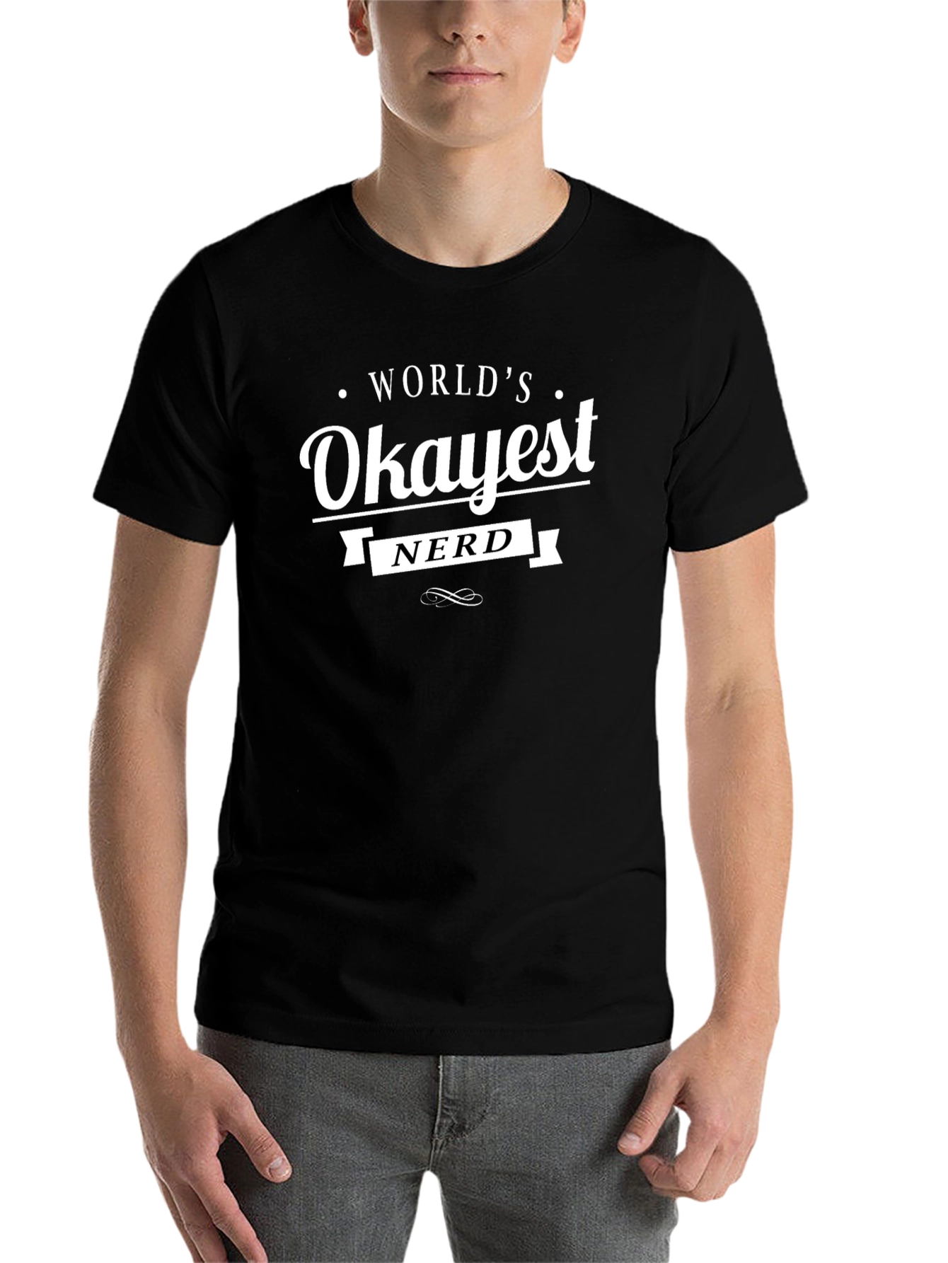 Black World's Okayest Nerd T-Shirt - Funny Geek Tee view 7