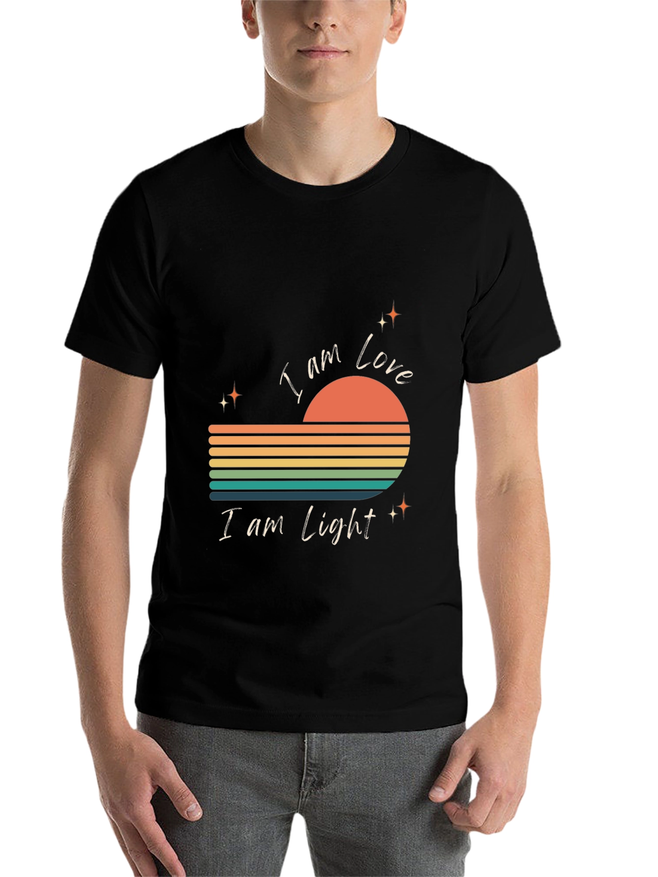Black I Am Love I Am Light Retro Graphic Tee view 7