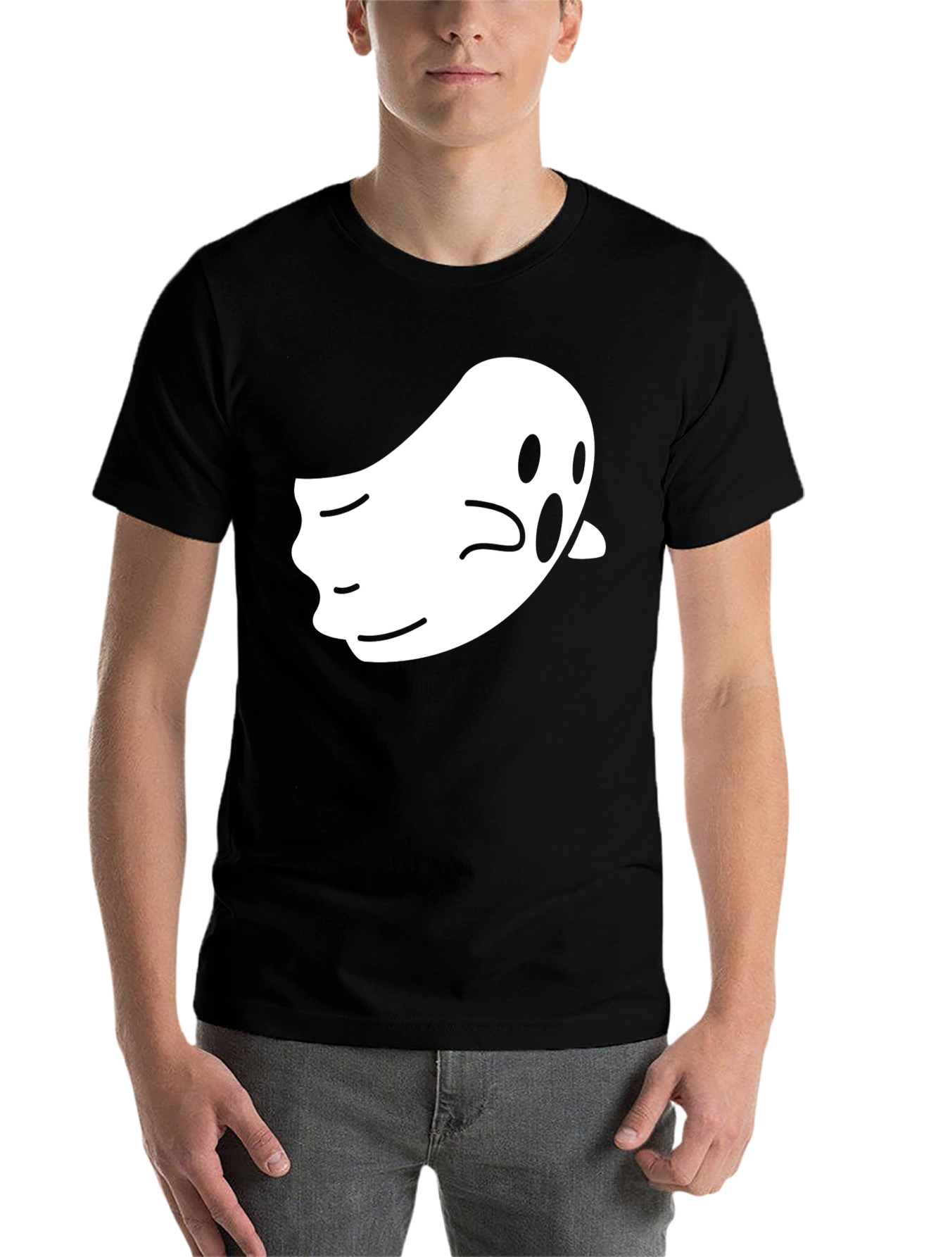 Black Ghost Graphic T-Shirt - Men's Black Halloween Tee view 7