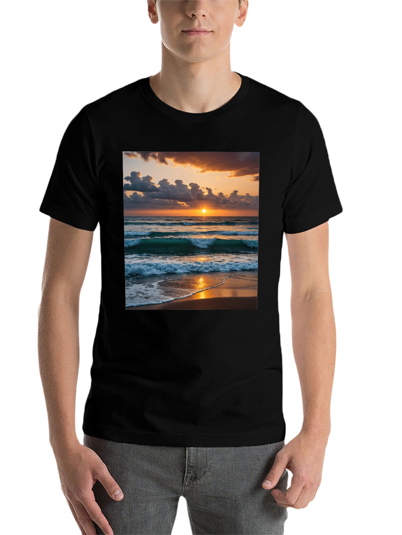 Black Sunset Beach T-Shirt view 7