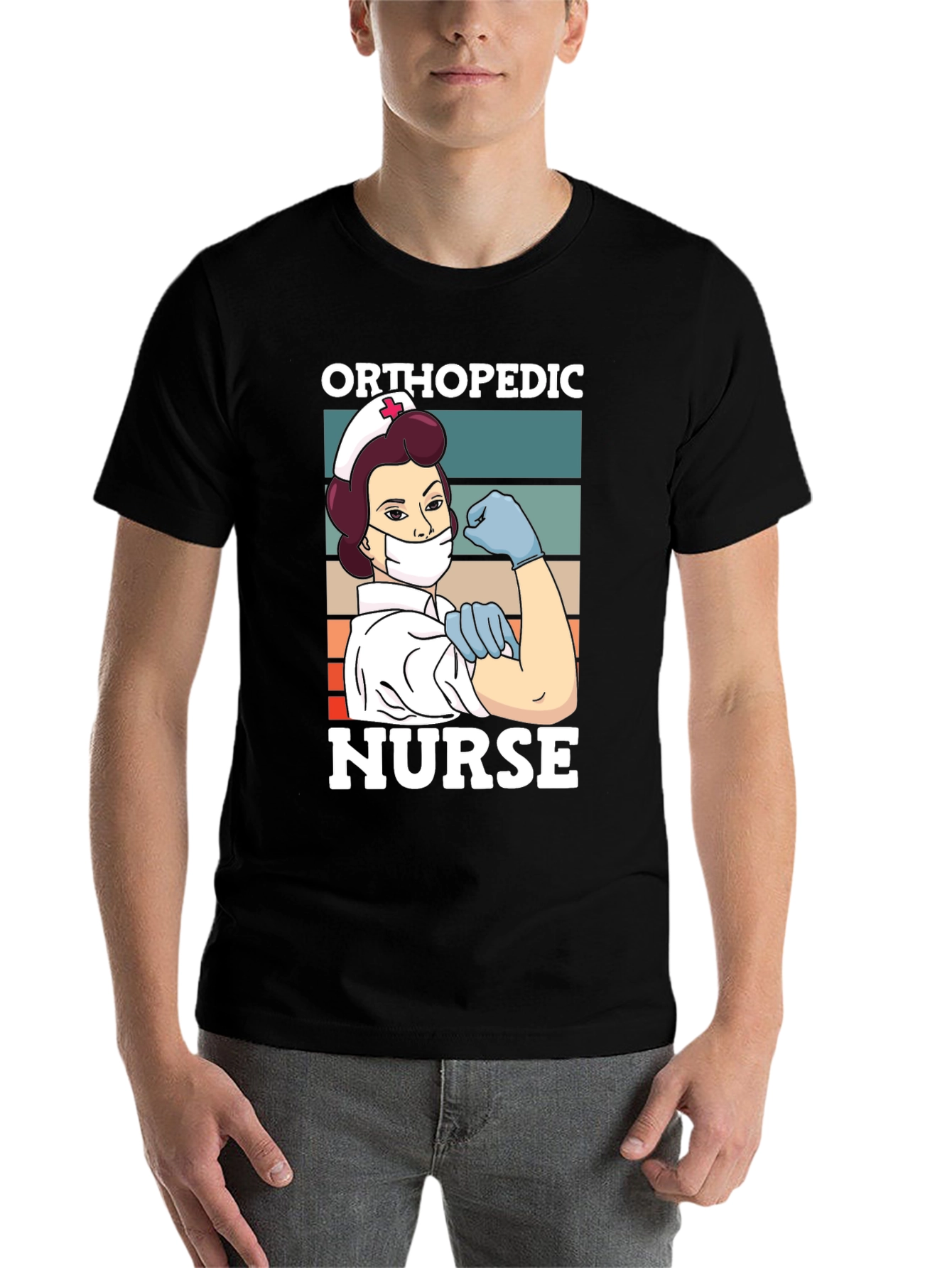Black Orthopedic Nurse T-Shirt - Strong Woman Graphic Tee view 7