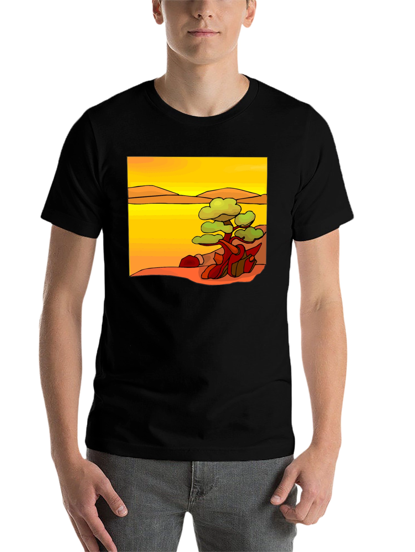 Black Nature Art Print Black T-Shirt view 7