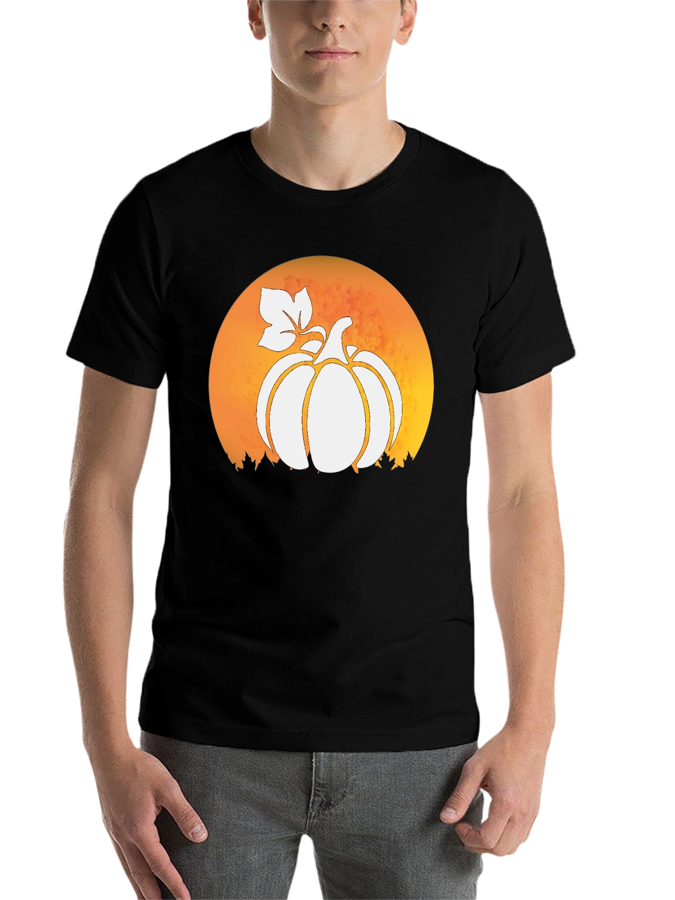 Black Pumpkin Moon Black T-Shirt - Fall Harvest Tee view 7