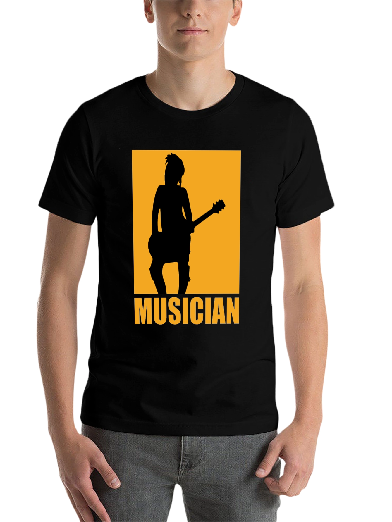 Black Musician Silhouette Graphic T-Shirt - Black view 7