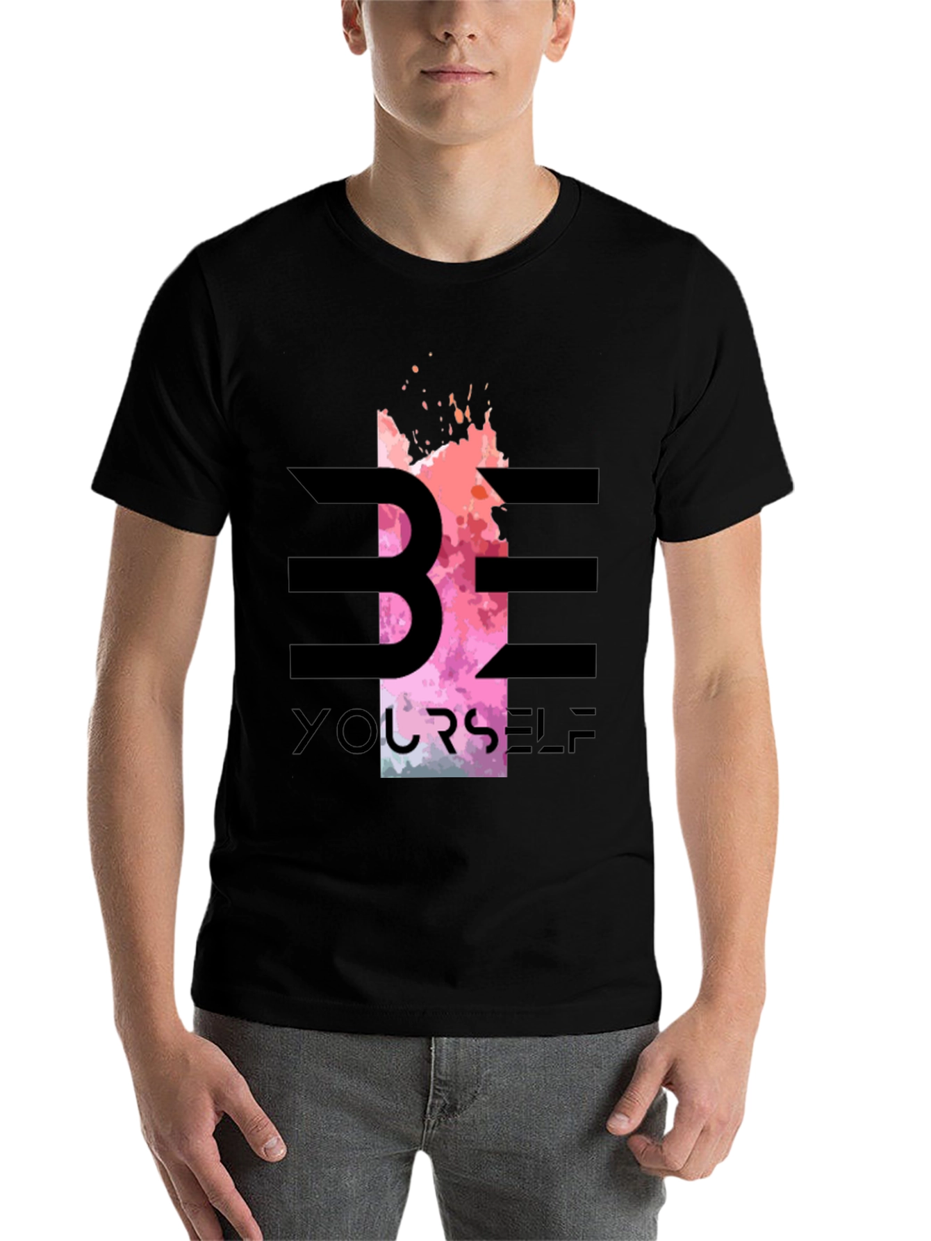 Black Be Yourself Graphic Tee - Stylish Black T-Shirt view 7