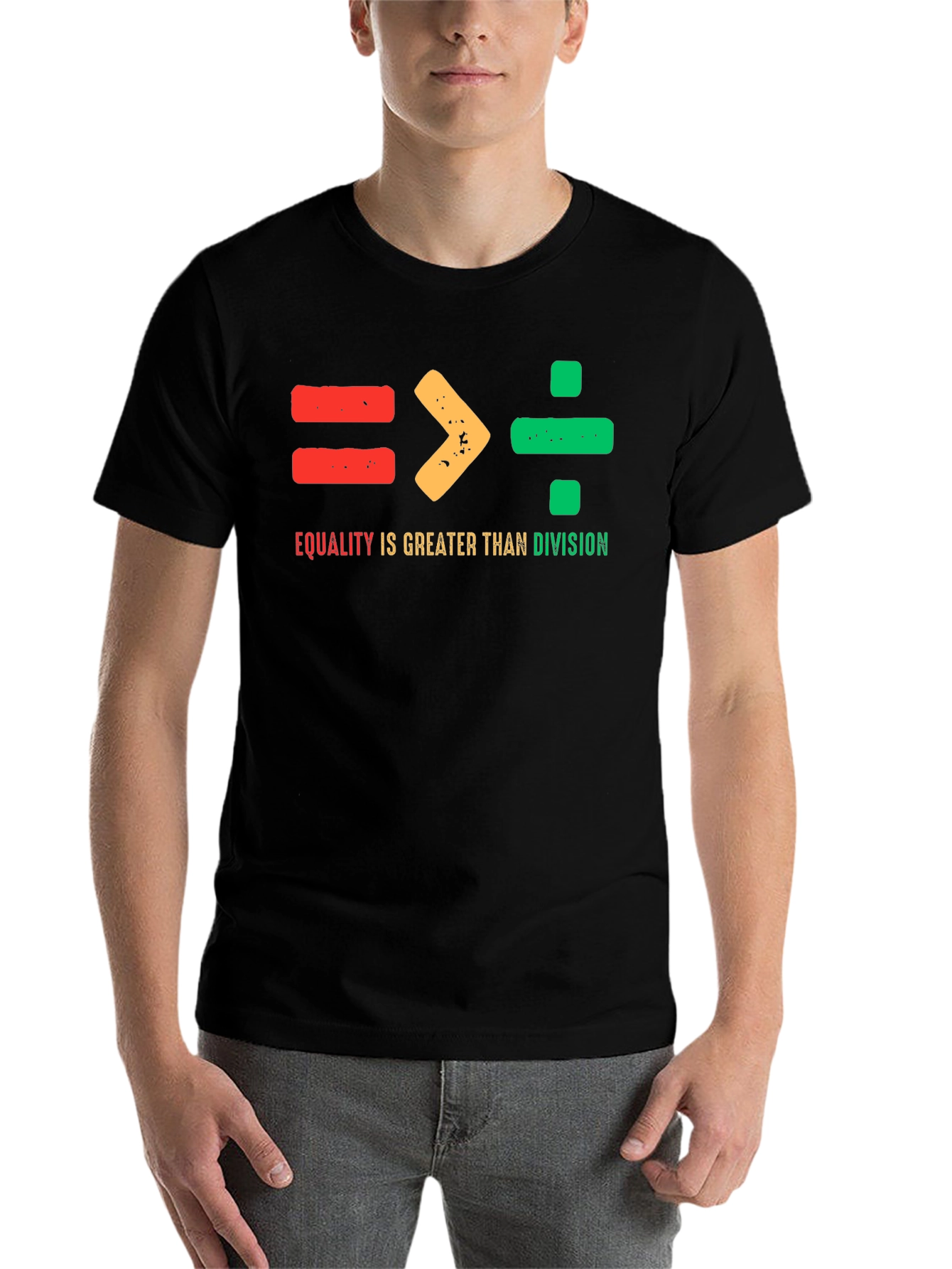 Black Equality is Greater Than Division T-Shirt view 7