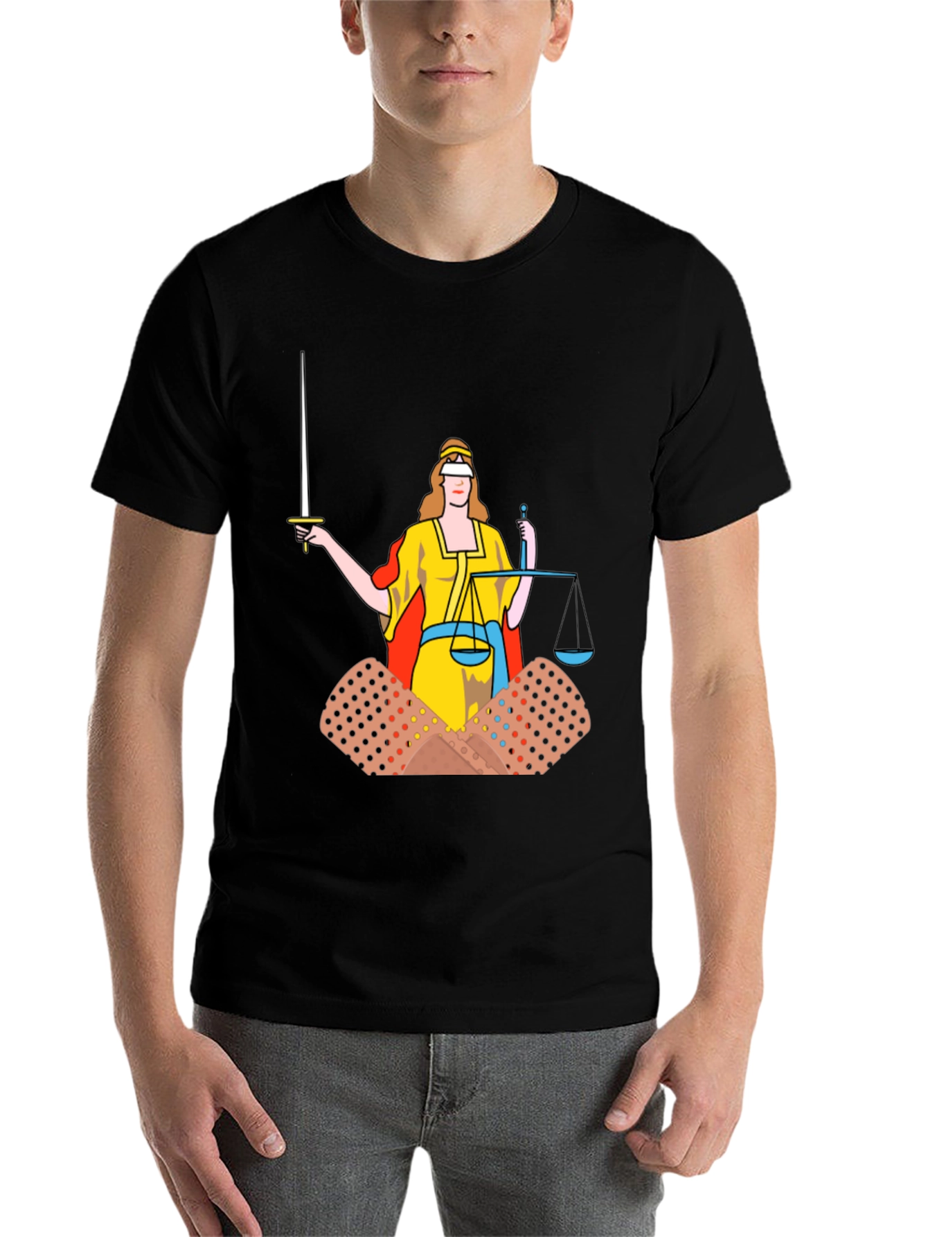 Black Justice T-Shirt: Bandage Edition Black Cotton Tee view 7