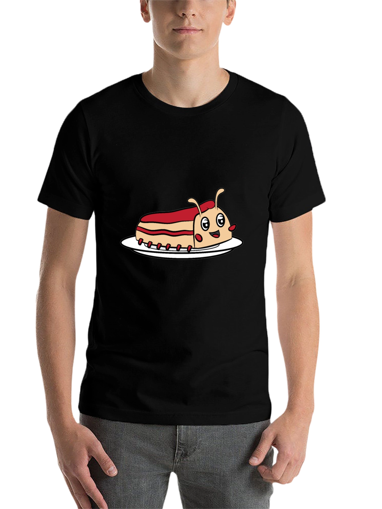 Black Cartoon Sandwich Bug Graphic Tee - Funny Novelty Shirt view 7