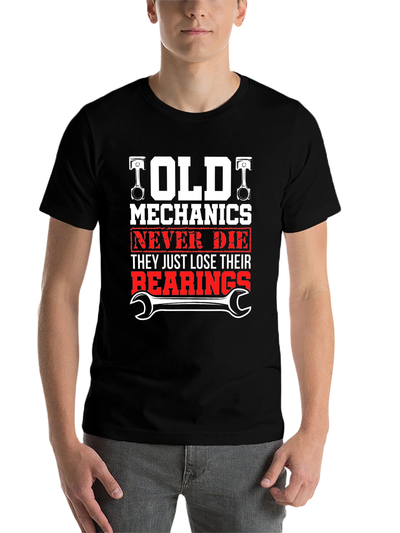 Black Old Mechanics T-Shirt - Never Die, Lose Bearings view 7