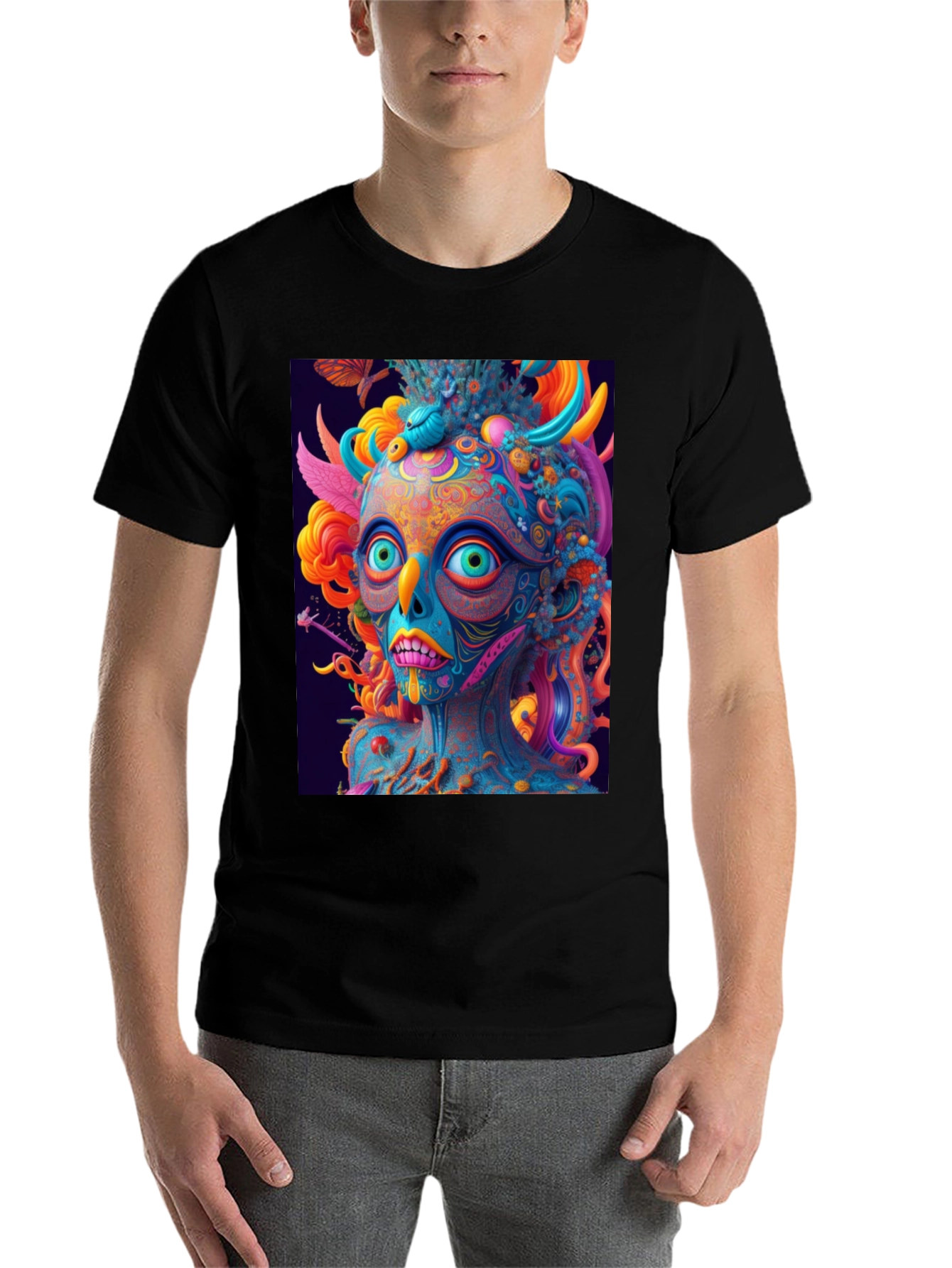 Black Psychedelic Art T-Shirt - Vivid Graphic Tee view 7