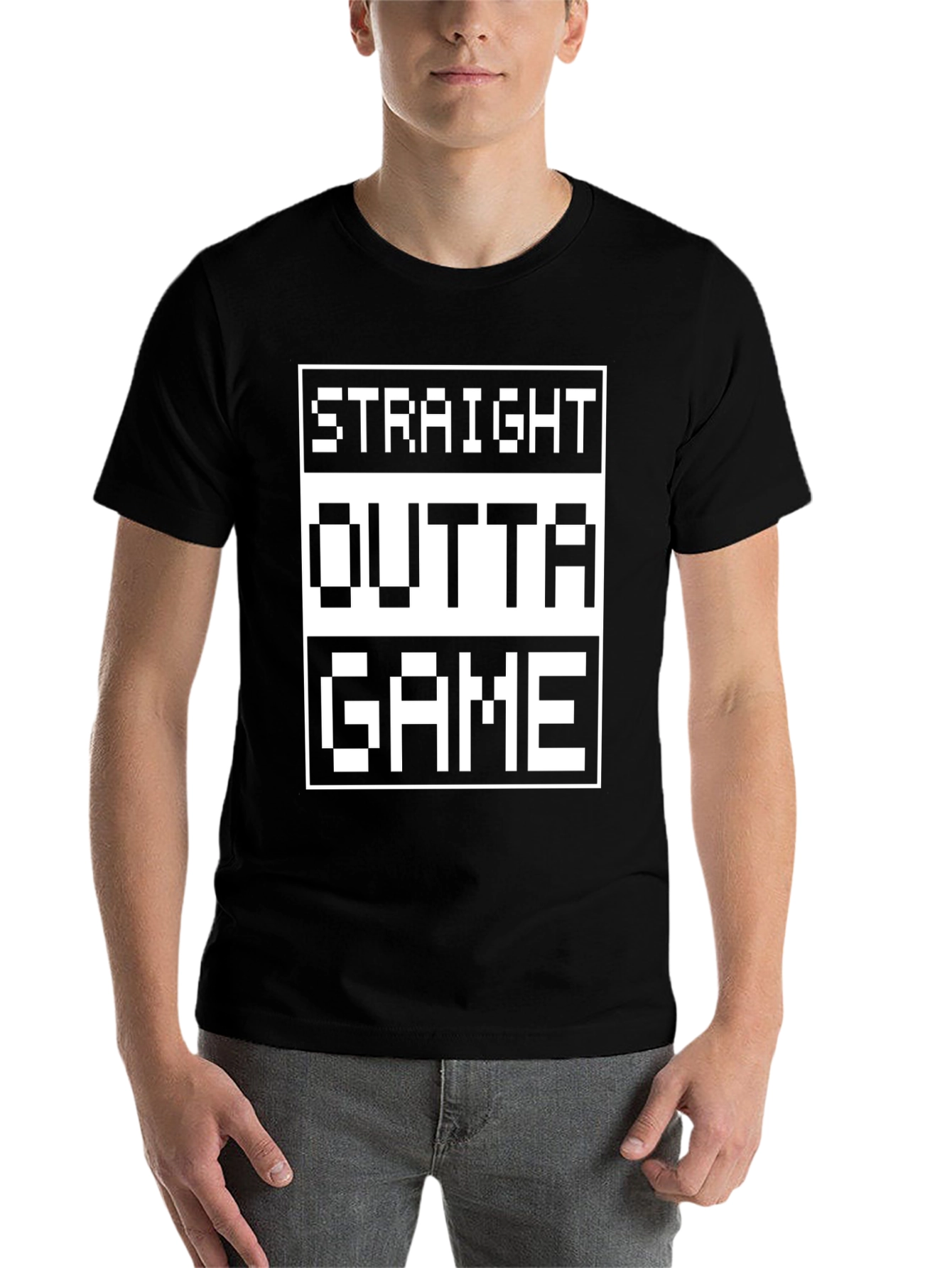 Black Straight Outta Game T-Shirt - Gamer Style view 7