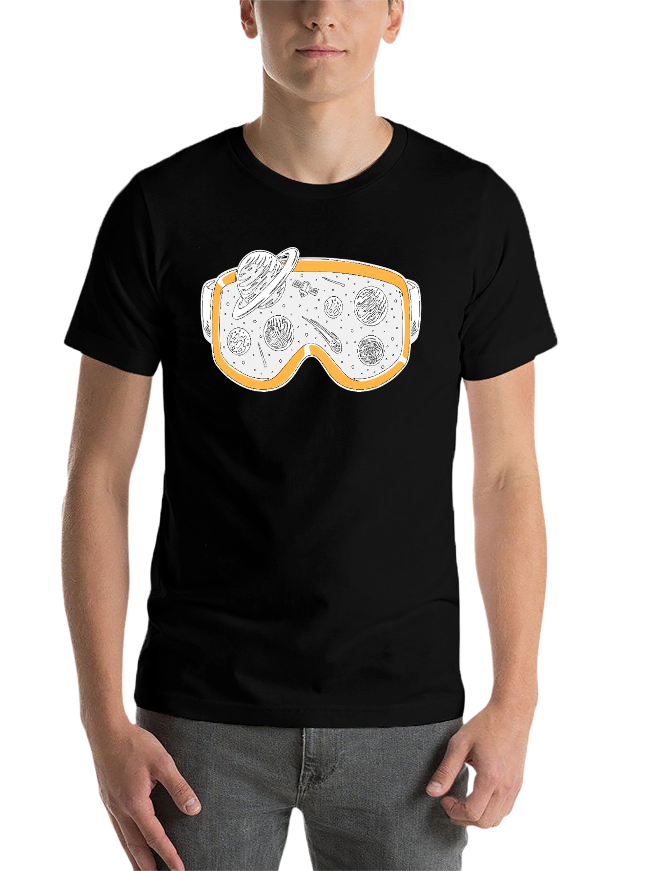 Black Space Goggles Graphic Tee - Black Cotton Blend view 7