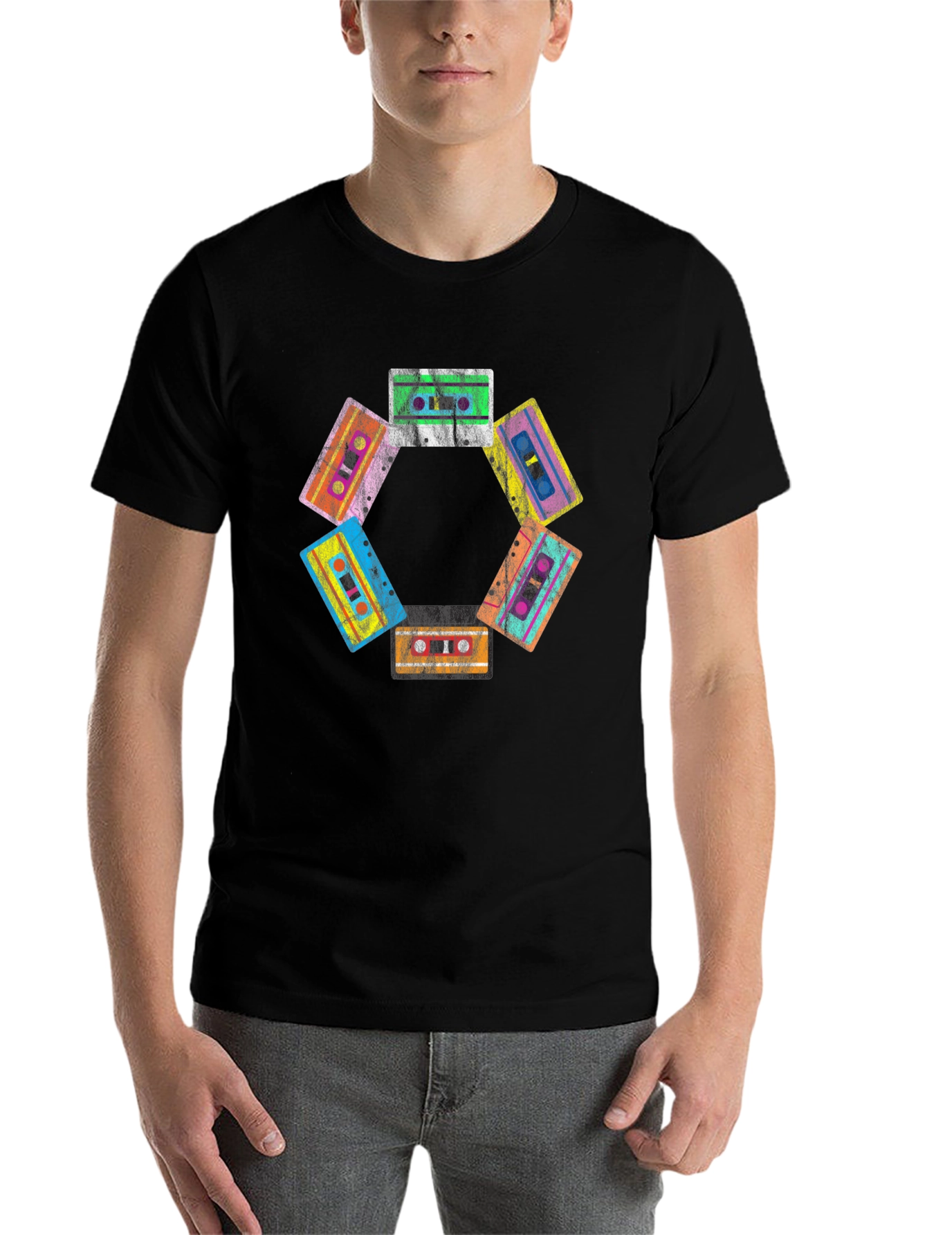 Black Retro Cassette Tape Graphic Tee view 7