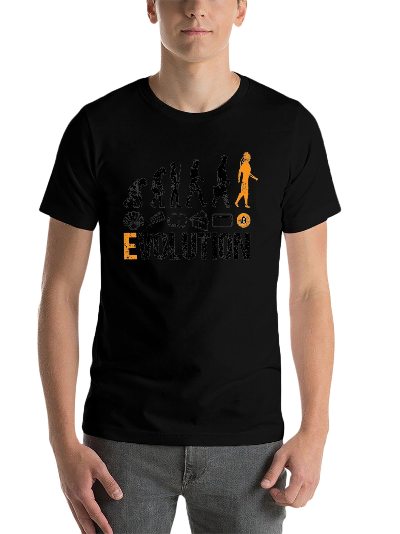 Black Bitcoin Evolution Black T-Shirt view 7