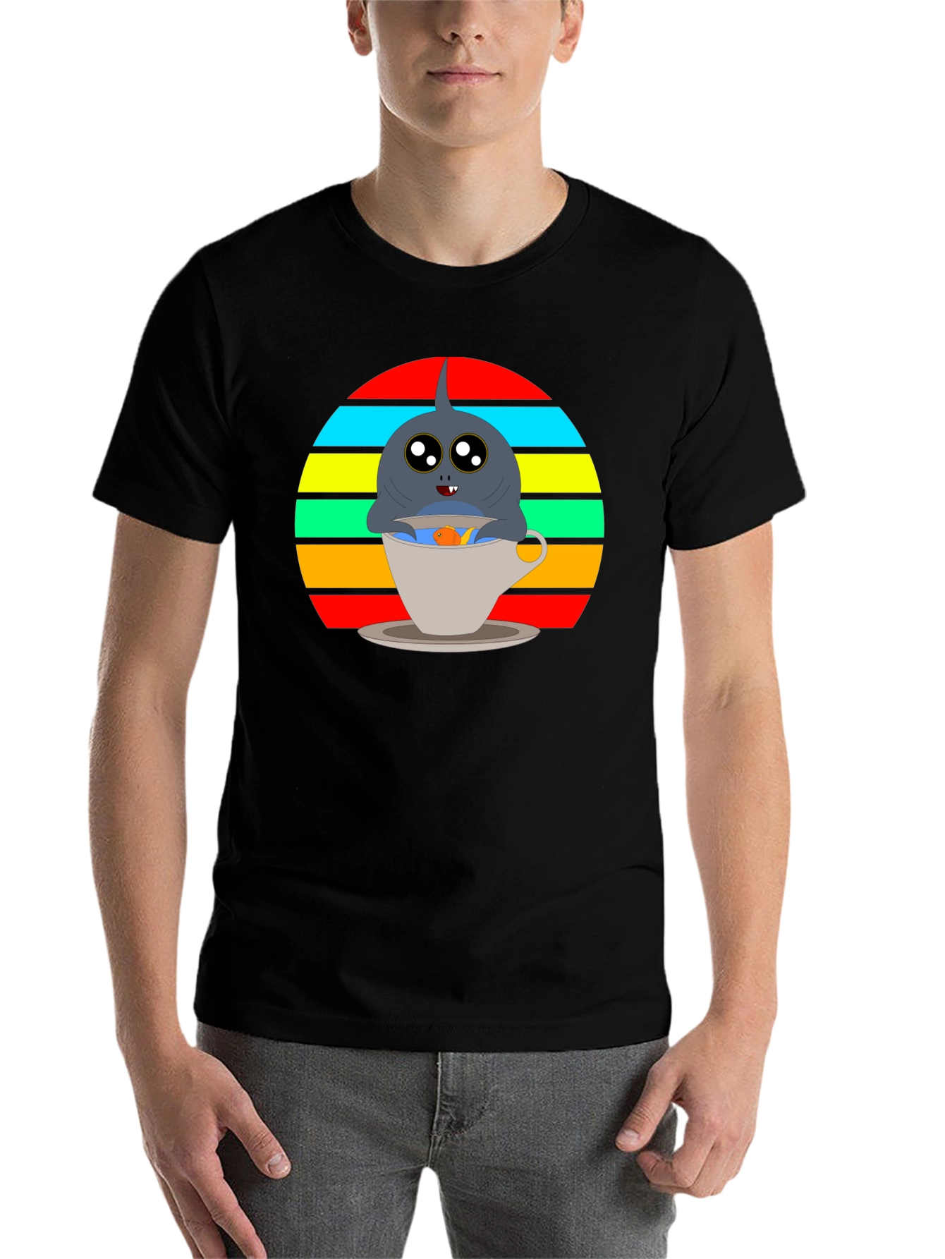 Black Shark in Teacup Graphic Tee - Cute & Fun view 7