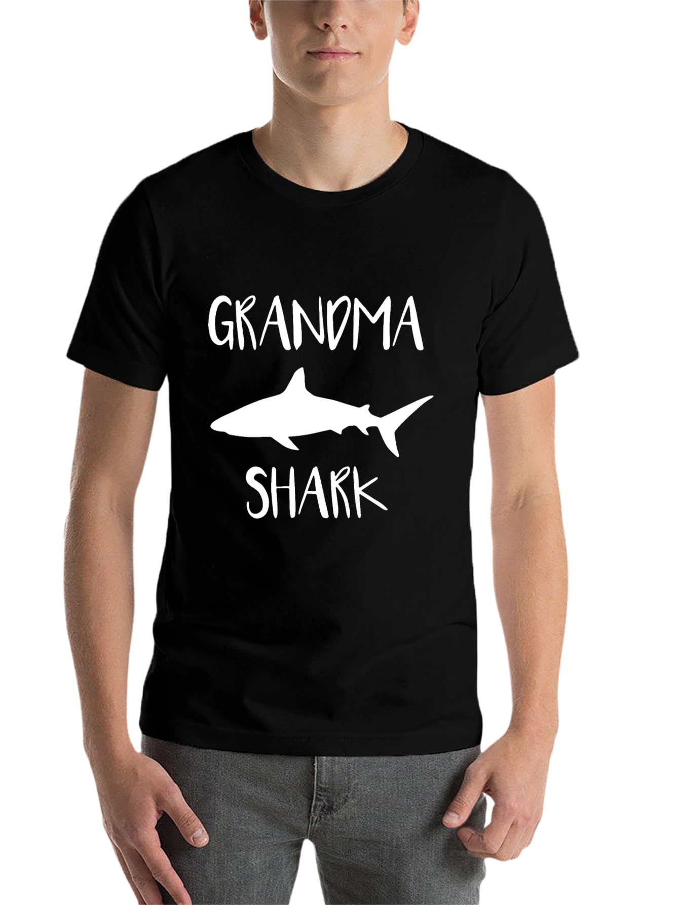 Black Grandma Shark T-Shirt view 7