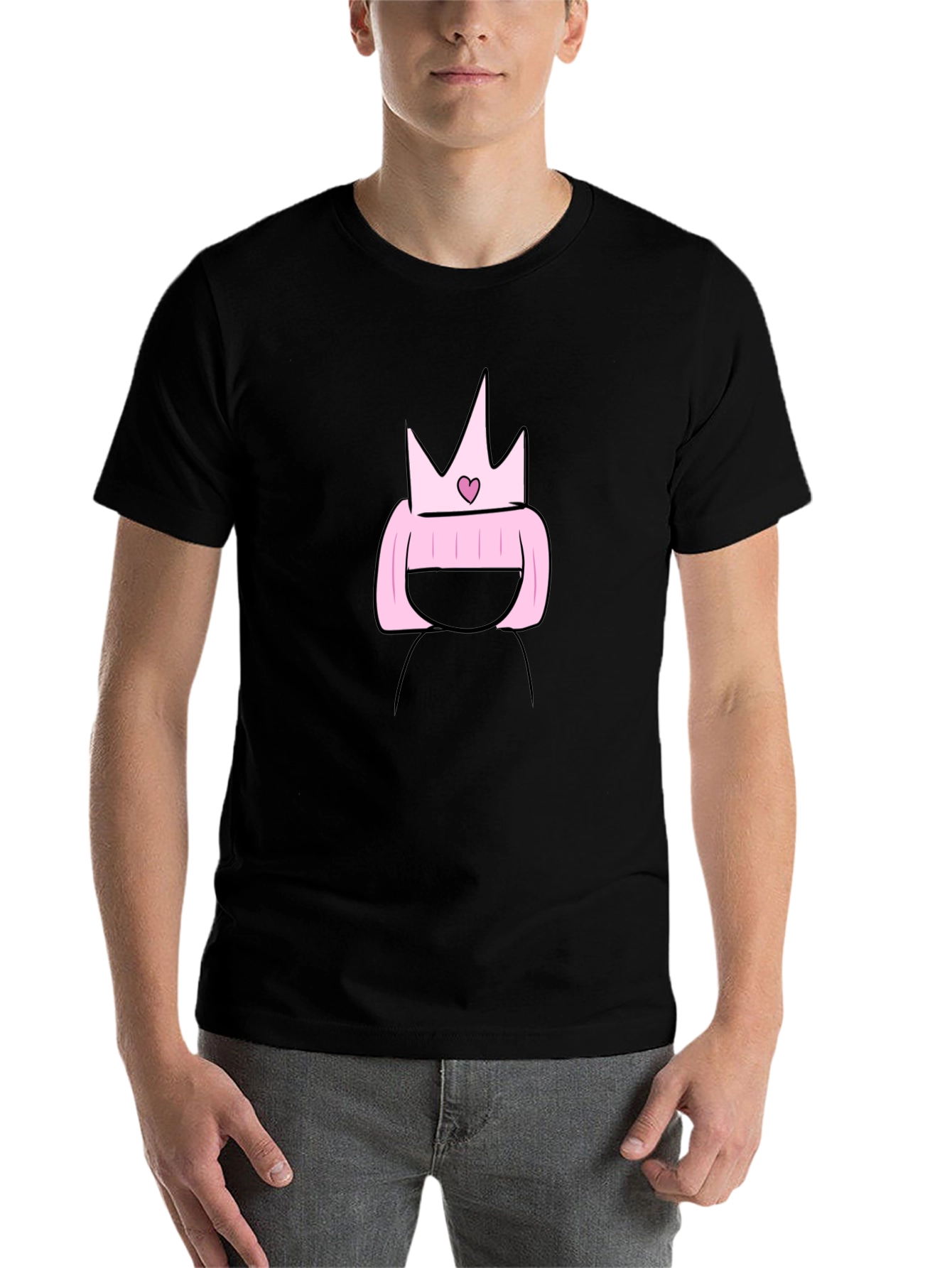 Black Cartoon Princess T-Shirt - Black Cotton Tee view 7