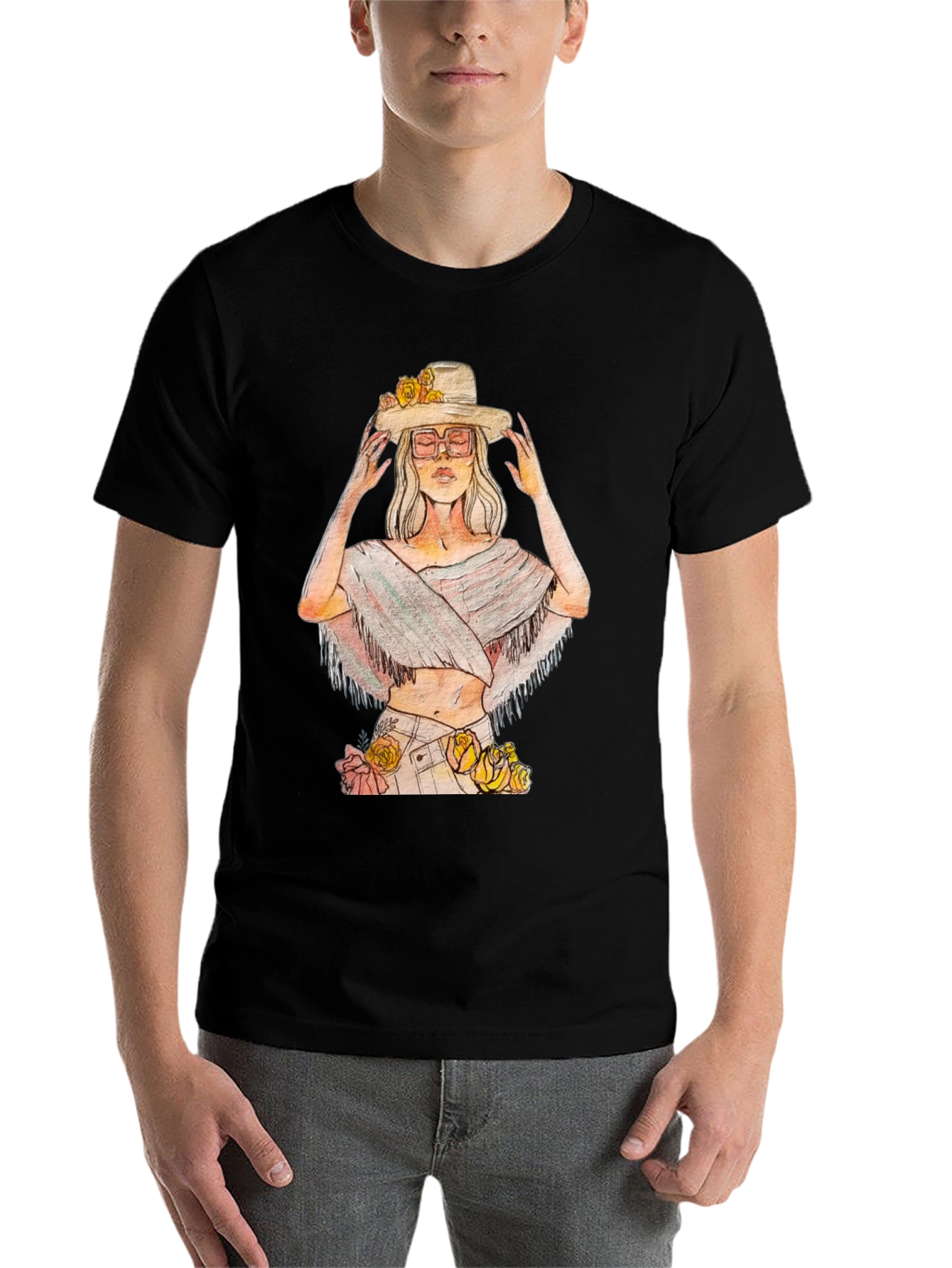 Black Boho Chic Woman's Graphic Tee view 7