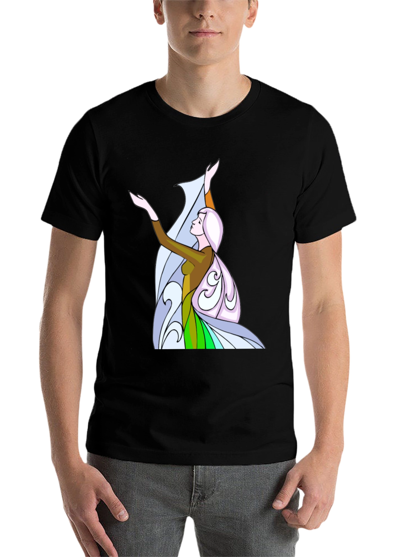 Black Elegant Woman Graphic Tee - Unique Design view 7
