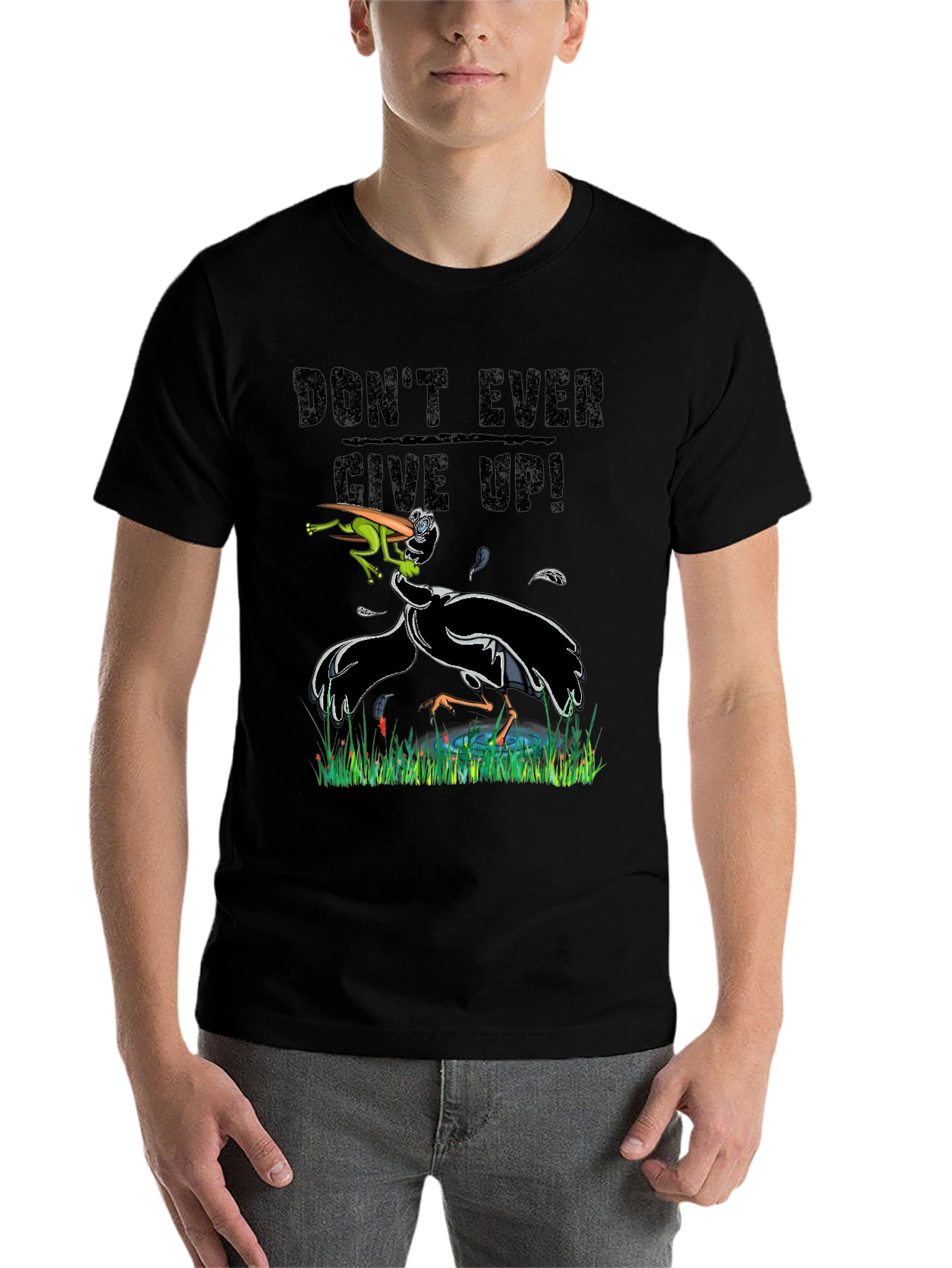 Black Don't Ever Give Up Funny Graphic Tee view 7