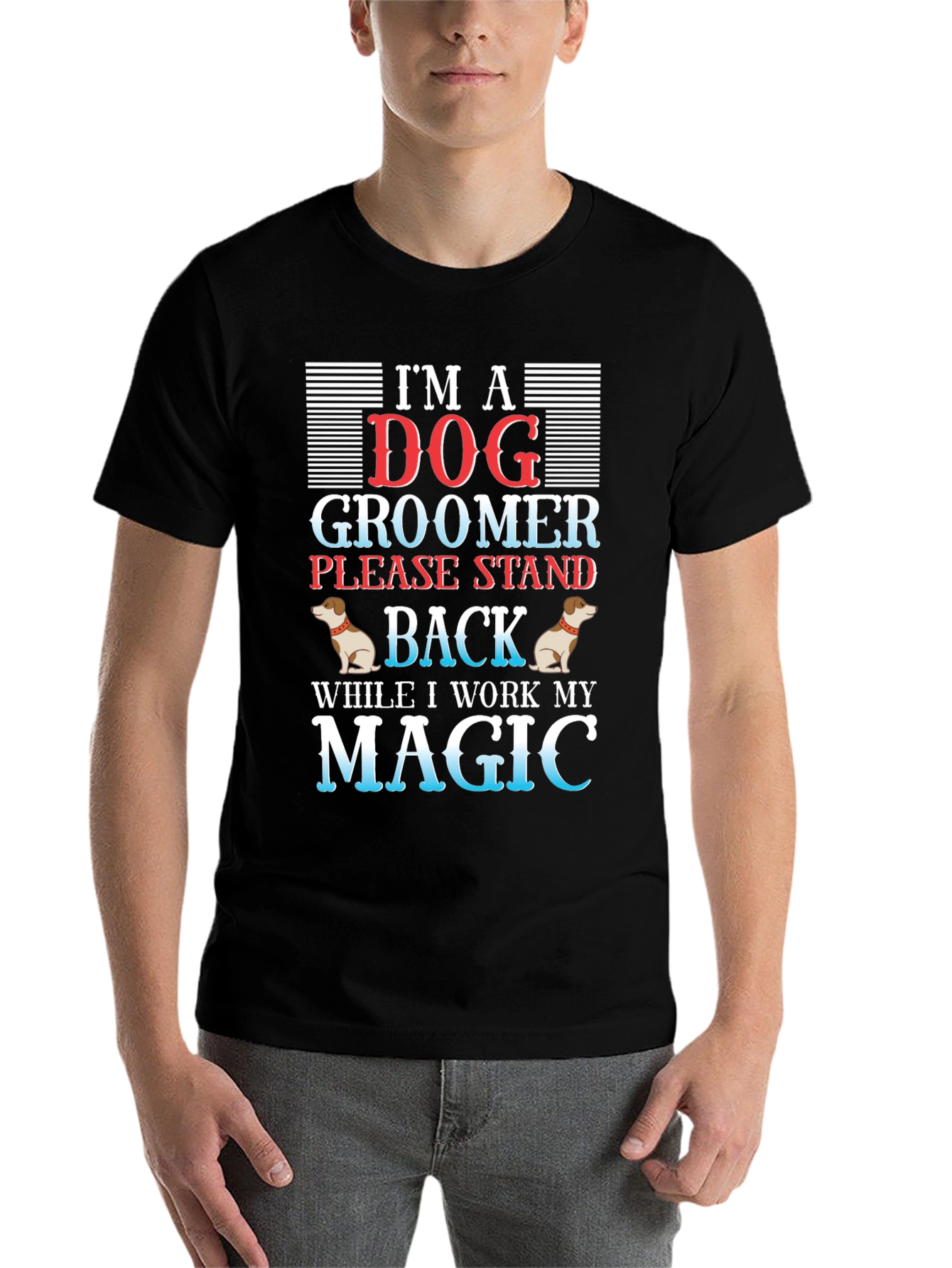 Black Dog Groomer Magic T-Shirt - Funny Pet Stylist Tee view 7