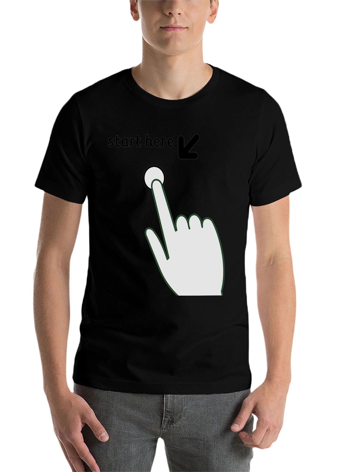 Black Start Here Graphic Tee - Funny Novelty Shirt view 7
