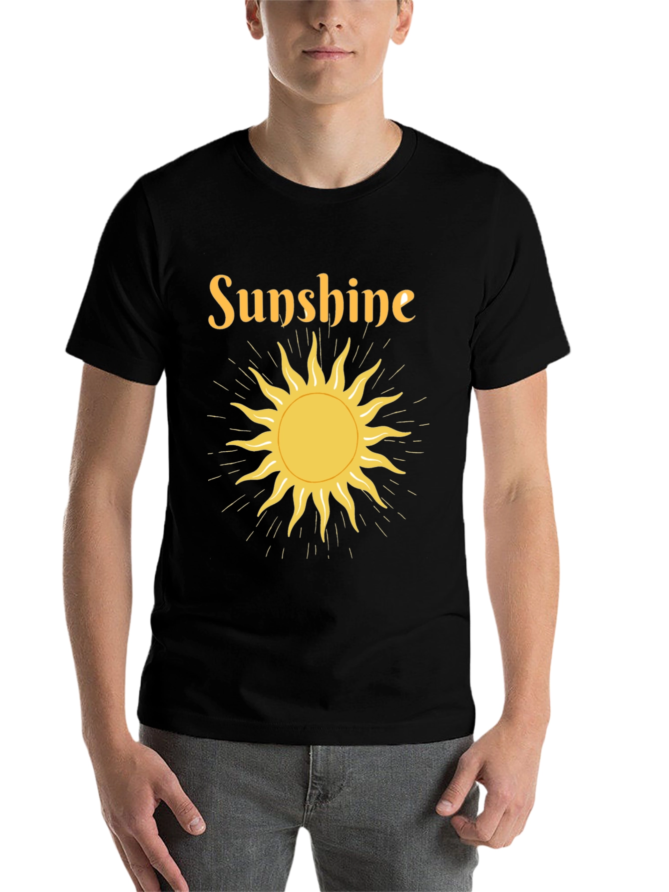 Black Sunshine Graphic Tee - Black Crew Neck T-Shirt view 7