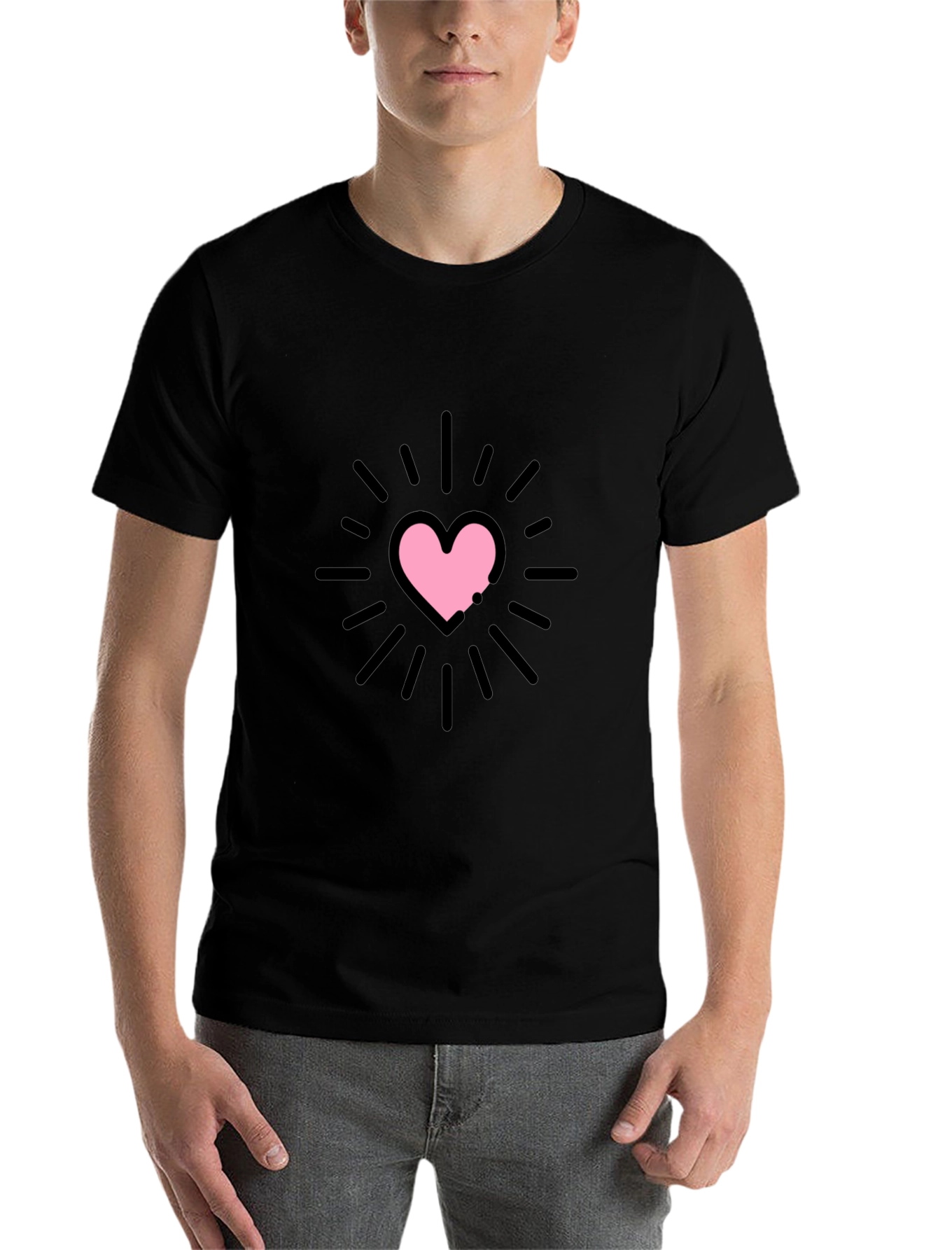 Black Heart Burst Graphic Tee - Black Unisex T-Shirt view 7