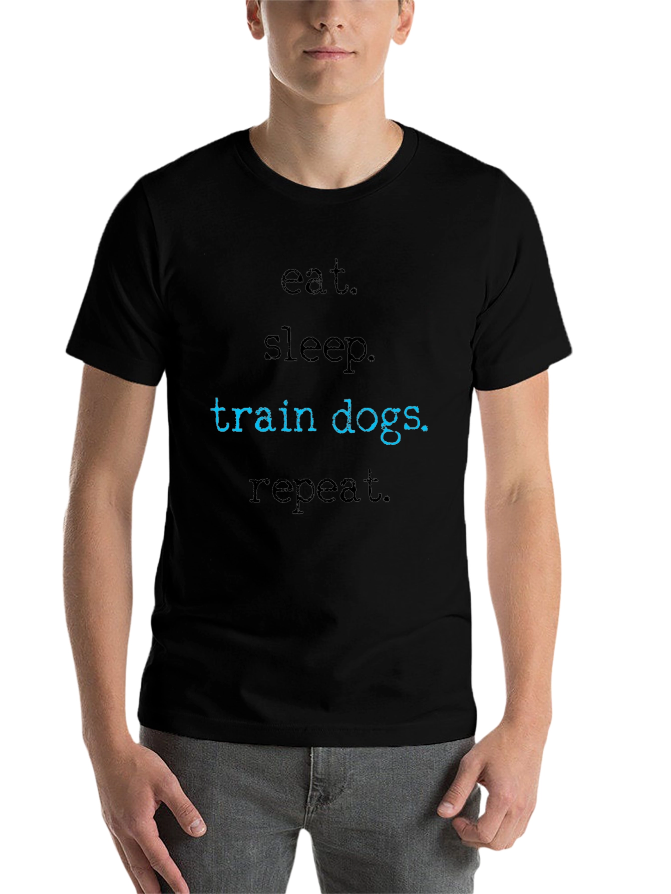 Black Eat Sleep Train Dogs Repeat T-Shirt view 7