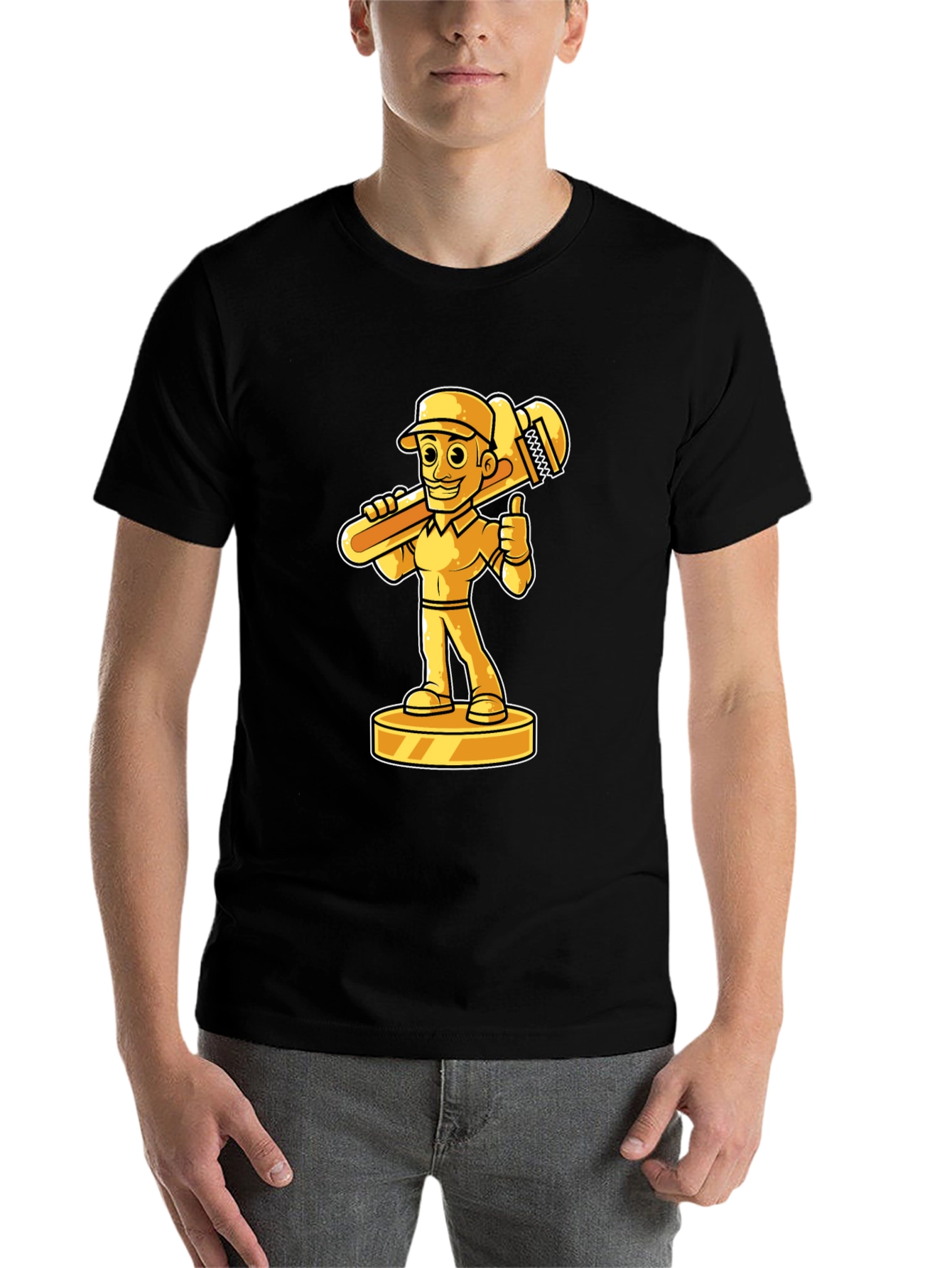 Black Plumber Cartoon Graphic Tee view 7
