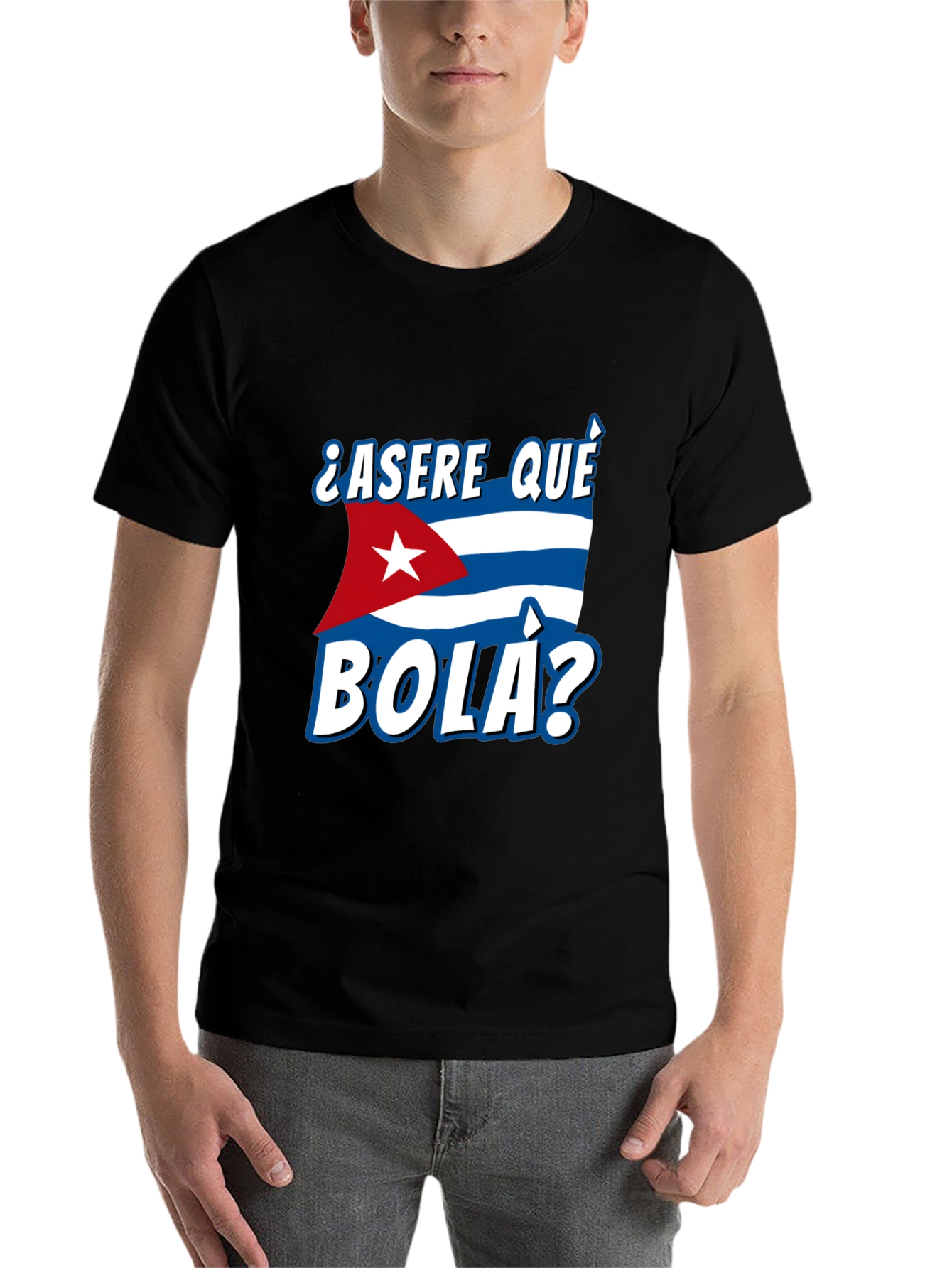 Black Cuba Flag "Asere Que Bola" Graphic T-Shirt view 7