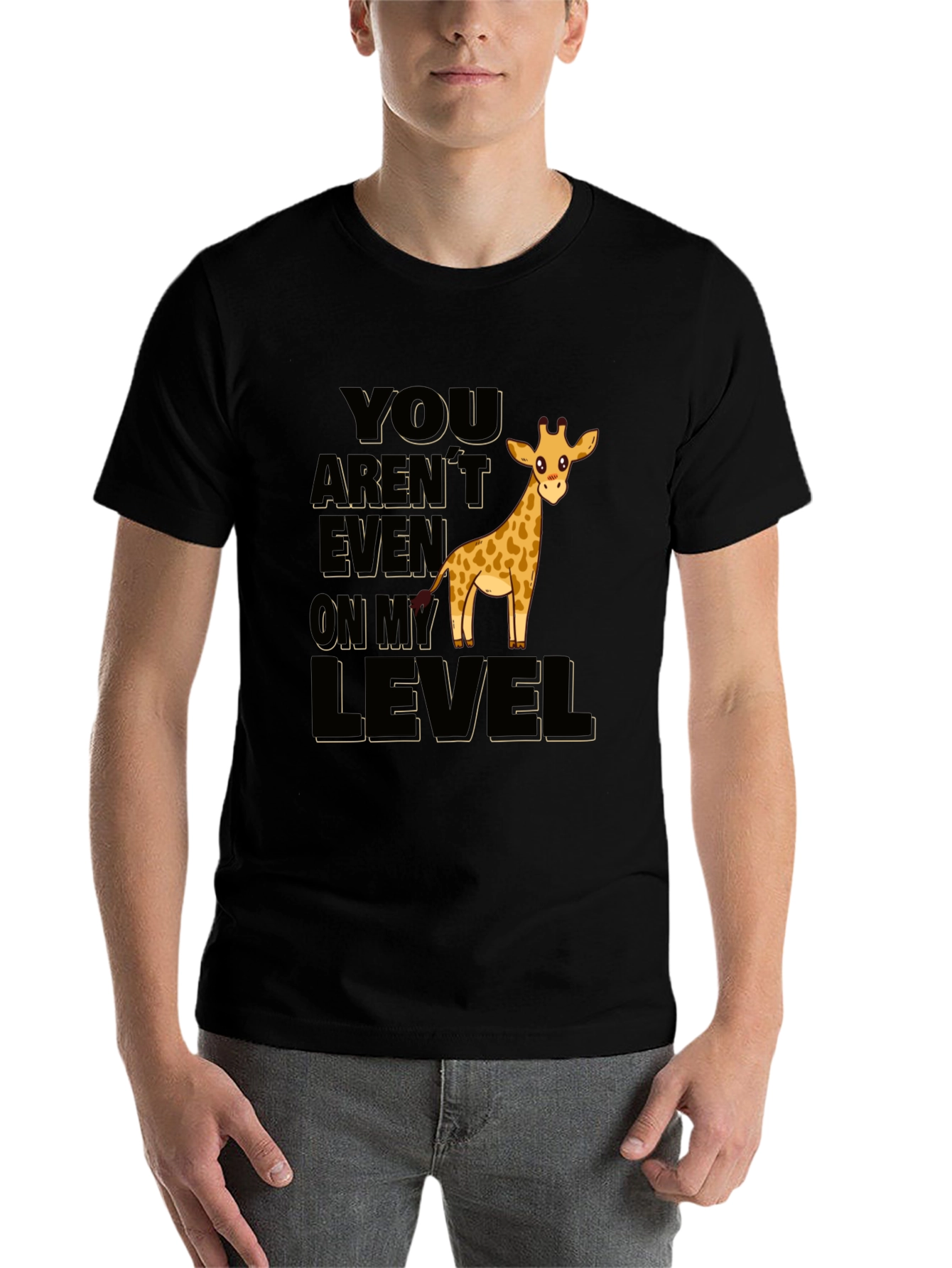 Black Funny Giraffe T-Shirt - You Aren't Even On My Level view 7