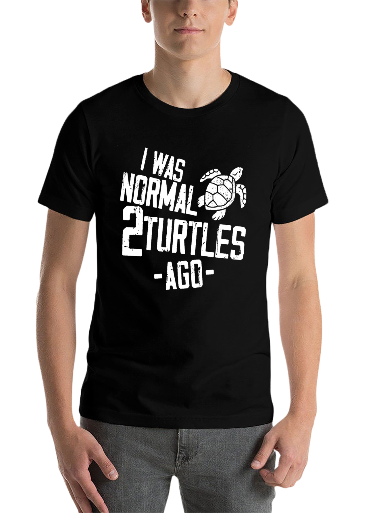 Black Funny Turtle Graphic T-Shirt - "I Was Normal 2 Turtles Ago" view 7
