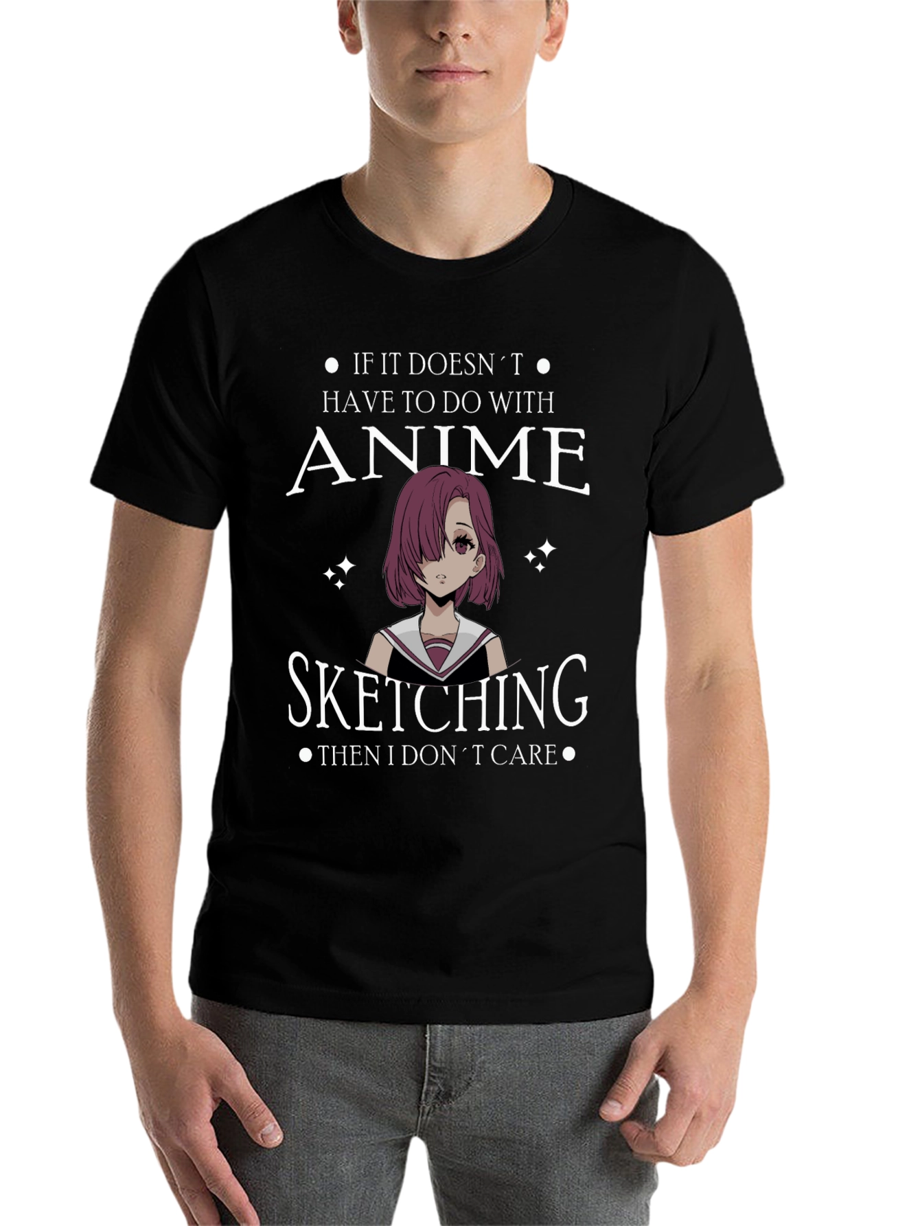 Black Anime Sketching T-Shirt - Otaku Style view 7