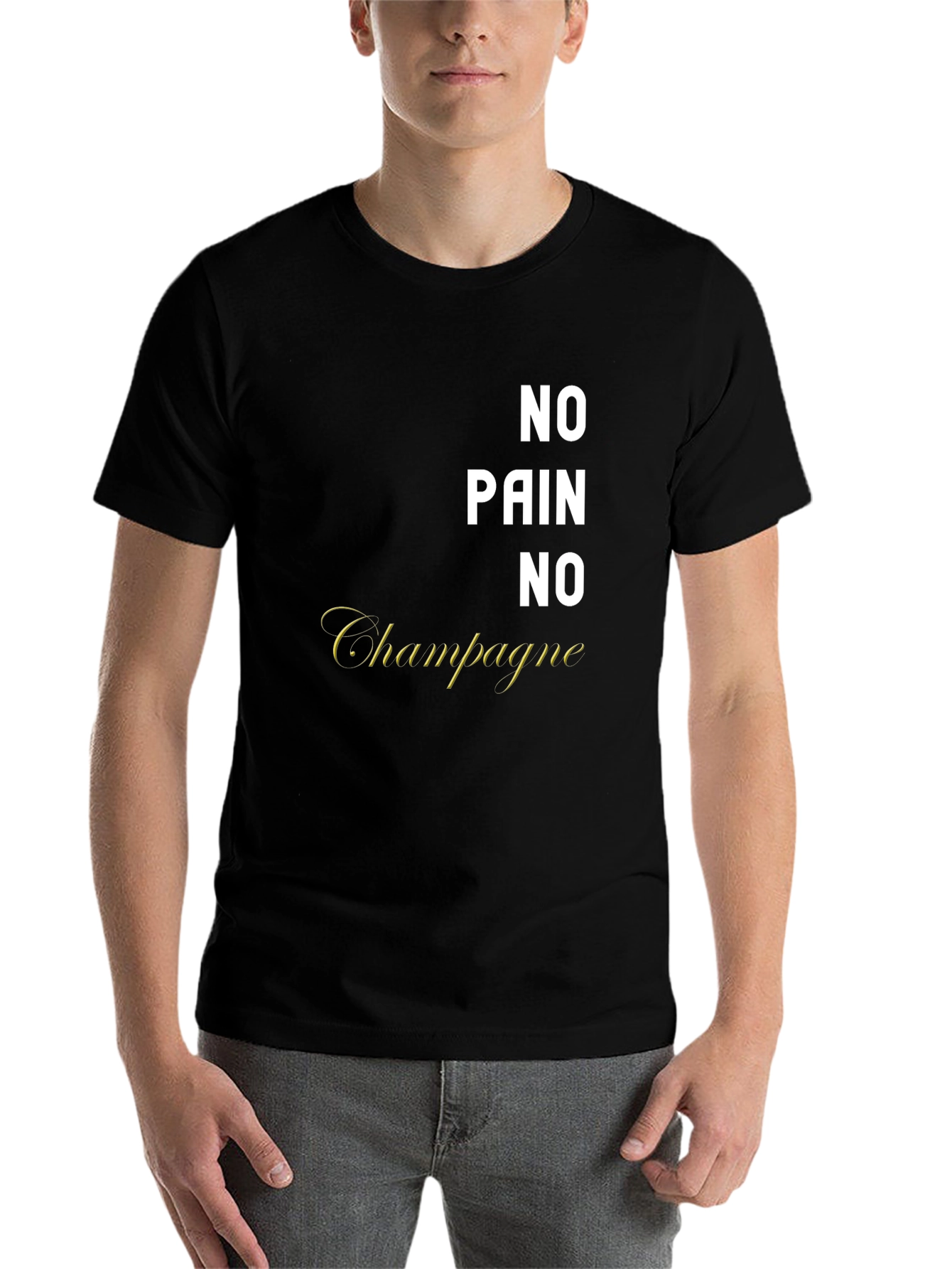 Black No Pain No Champagne Graphic T-Shirt view 7