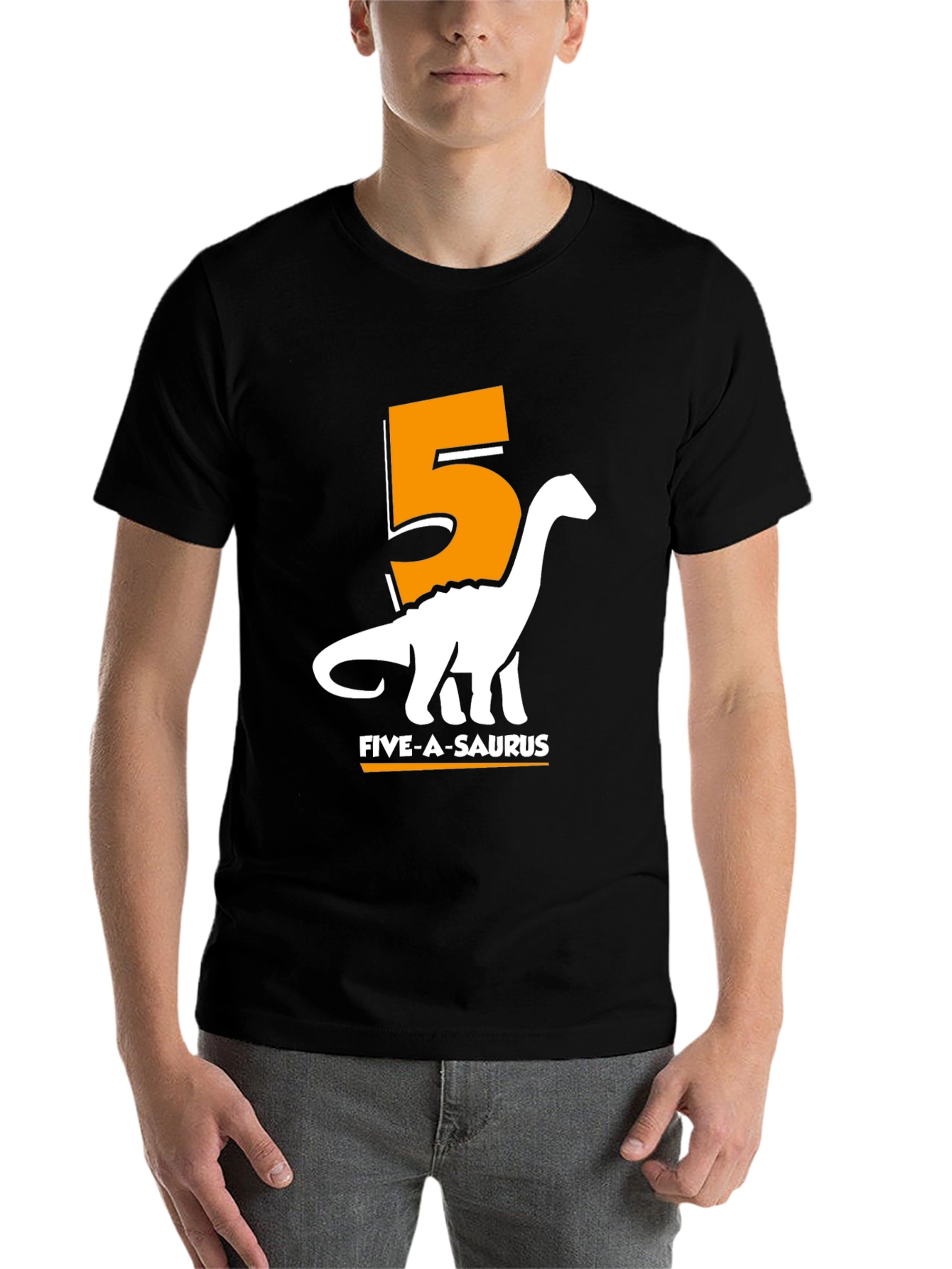 Black Five-a-Saurus Birthday T-Shirt view 7