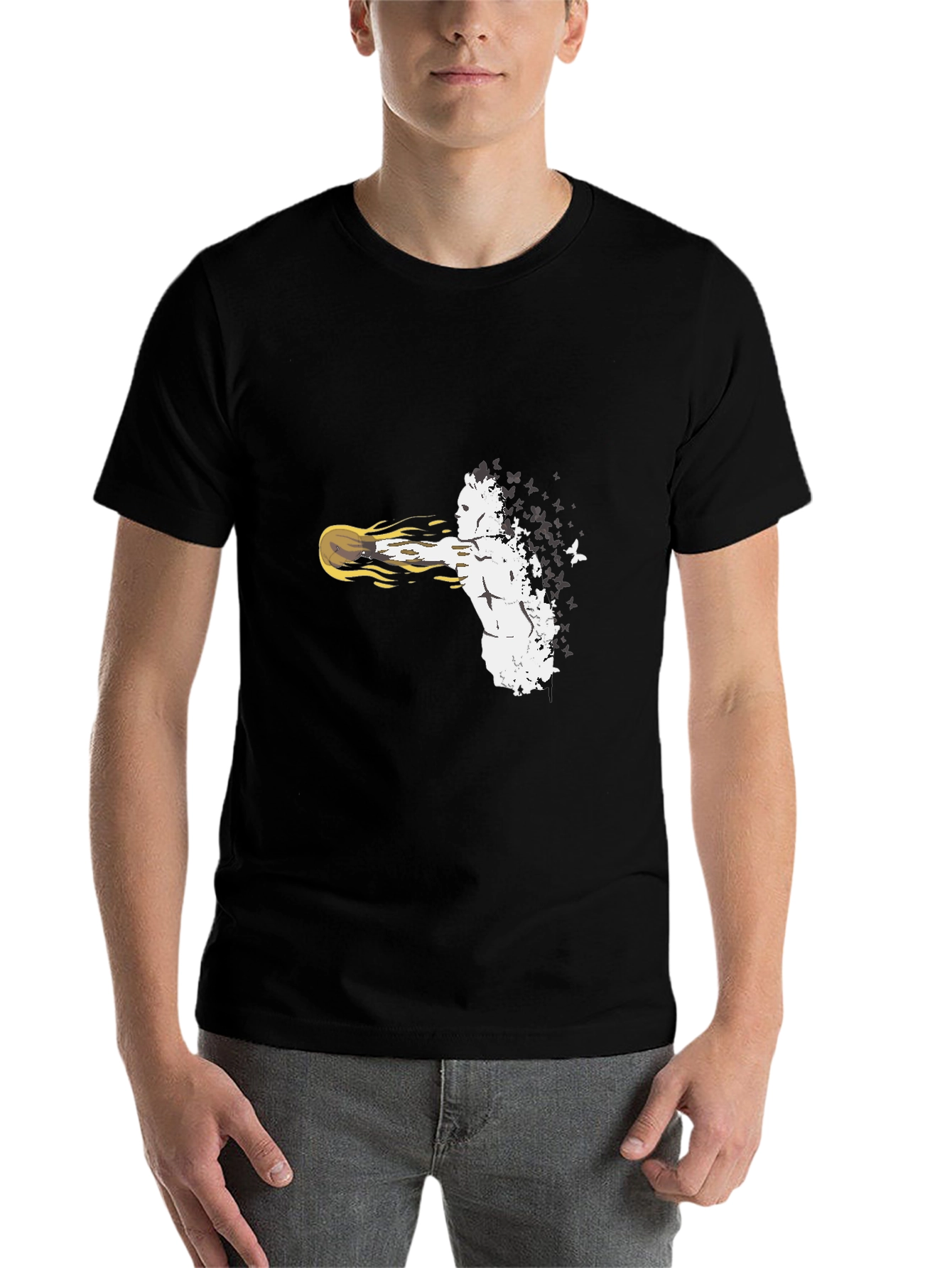 Black Abstract Fighter Black T-Shirt view 7