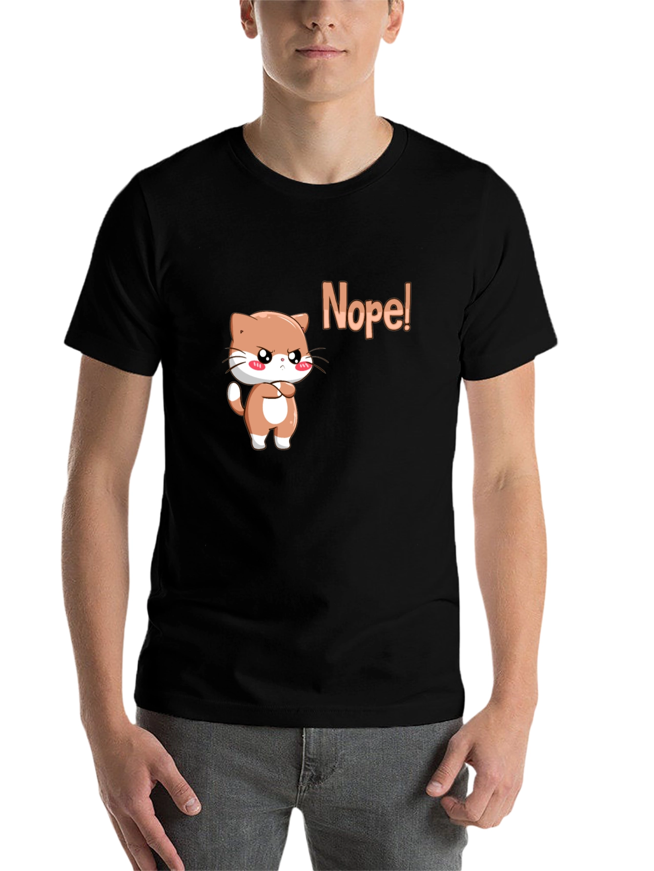 Black Nope Cat Graphic Tee - Trendy Cute T-Shirt view 7