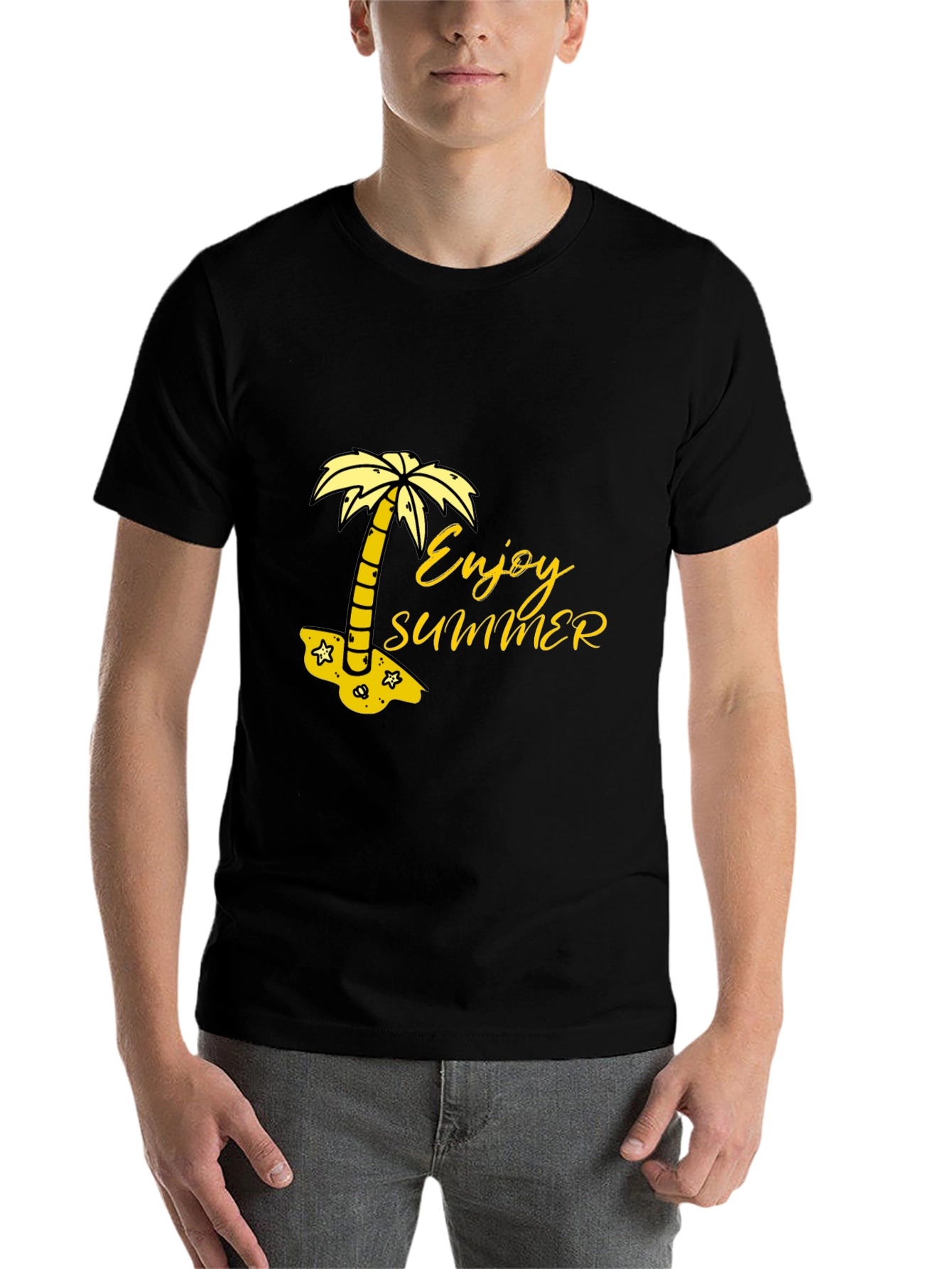 Black Enjoy Summer Black T-Shirt - Palm Tree Graphic Tee view 7