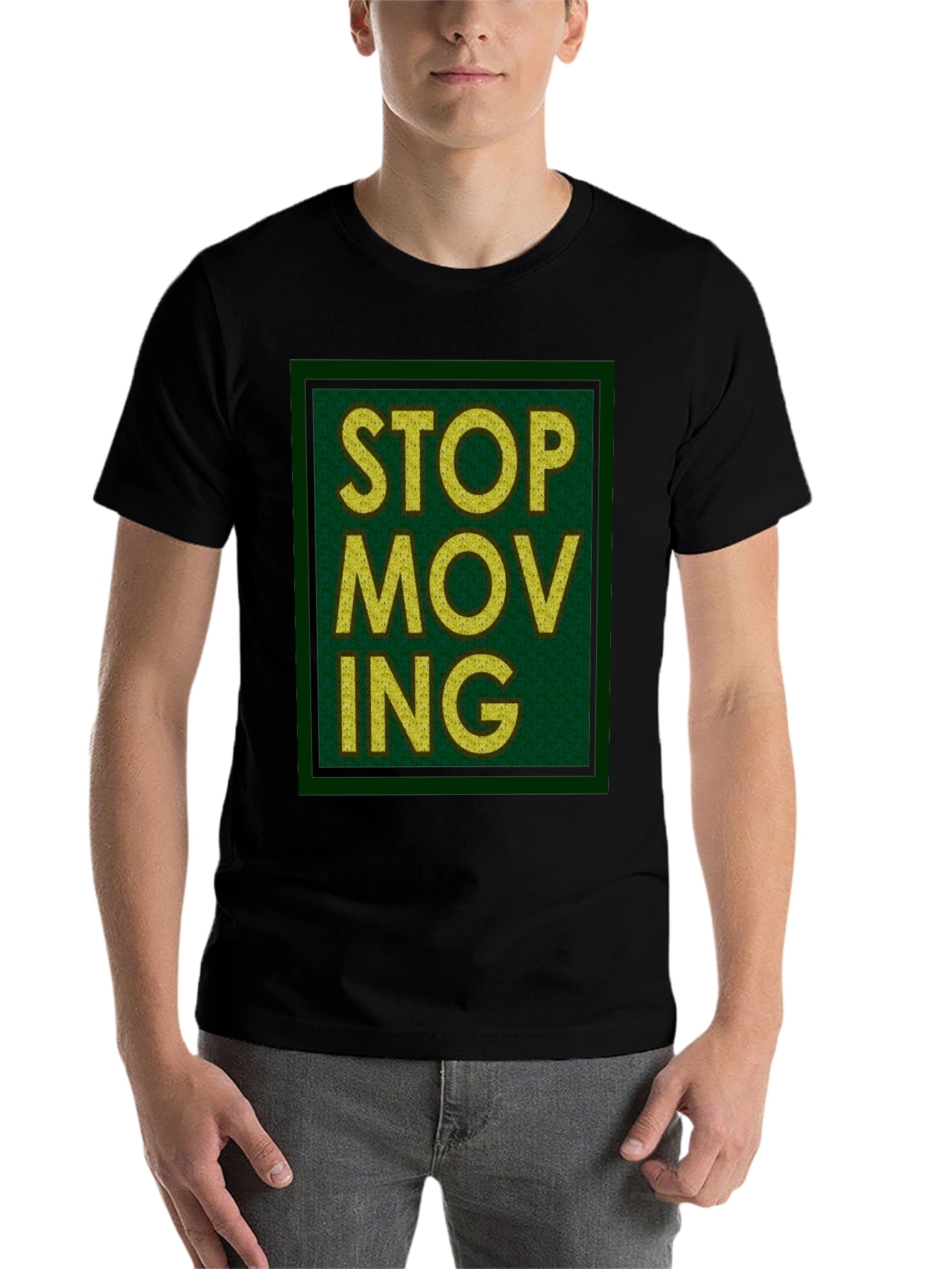Black Stop Moving Graphic Print Black T-Shirt view 7
