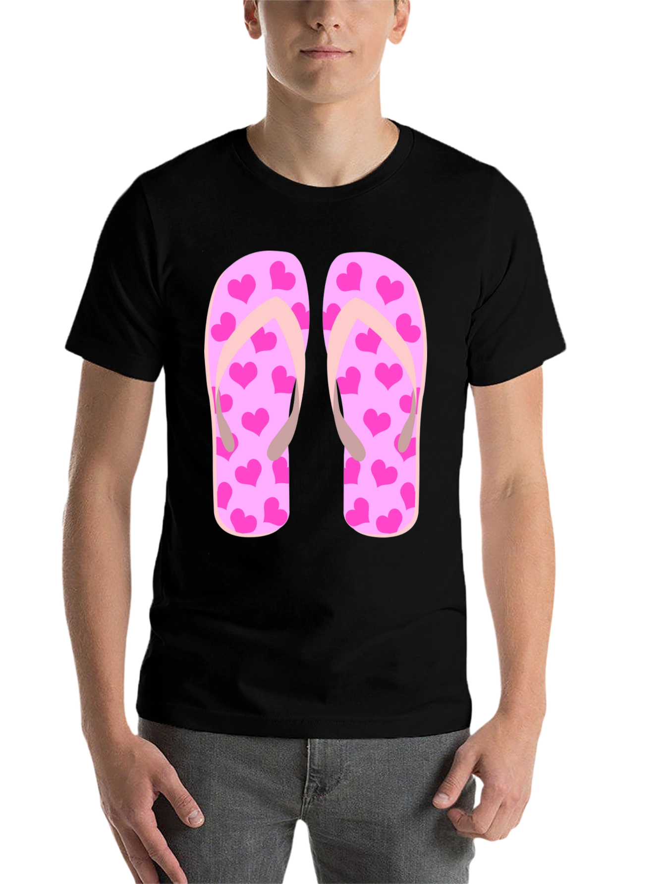 Black Flip Flop Heart Print Tee view 7