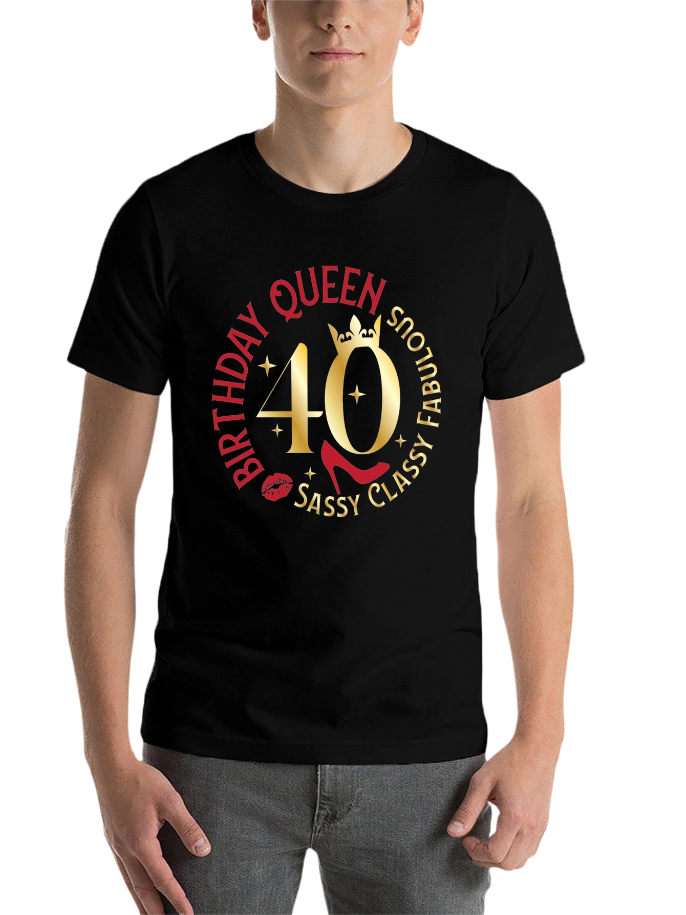 Black Birthday Queen 40th Sassy Classy Fabulous T-Shirt view 7