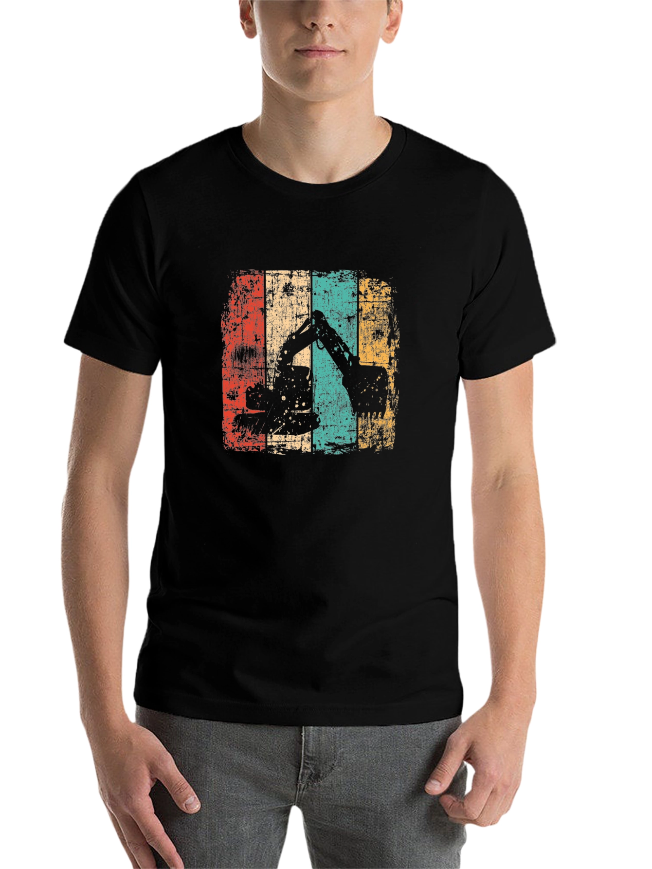 Black Retro Excavator T-Shirt - Construction Vintage Tee view 7
