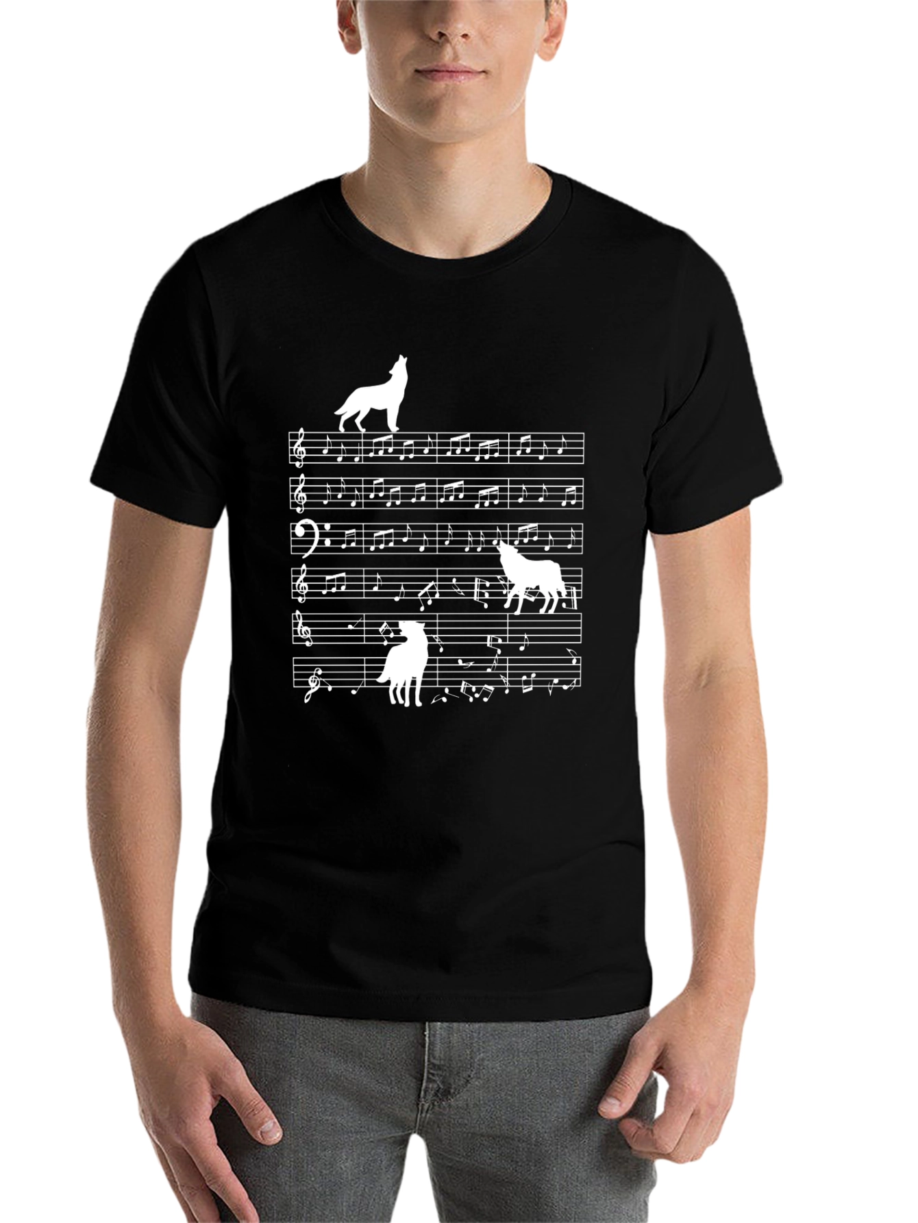 Black Musical Wolf T-Shirt view 7