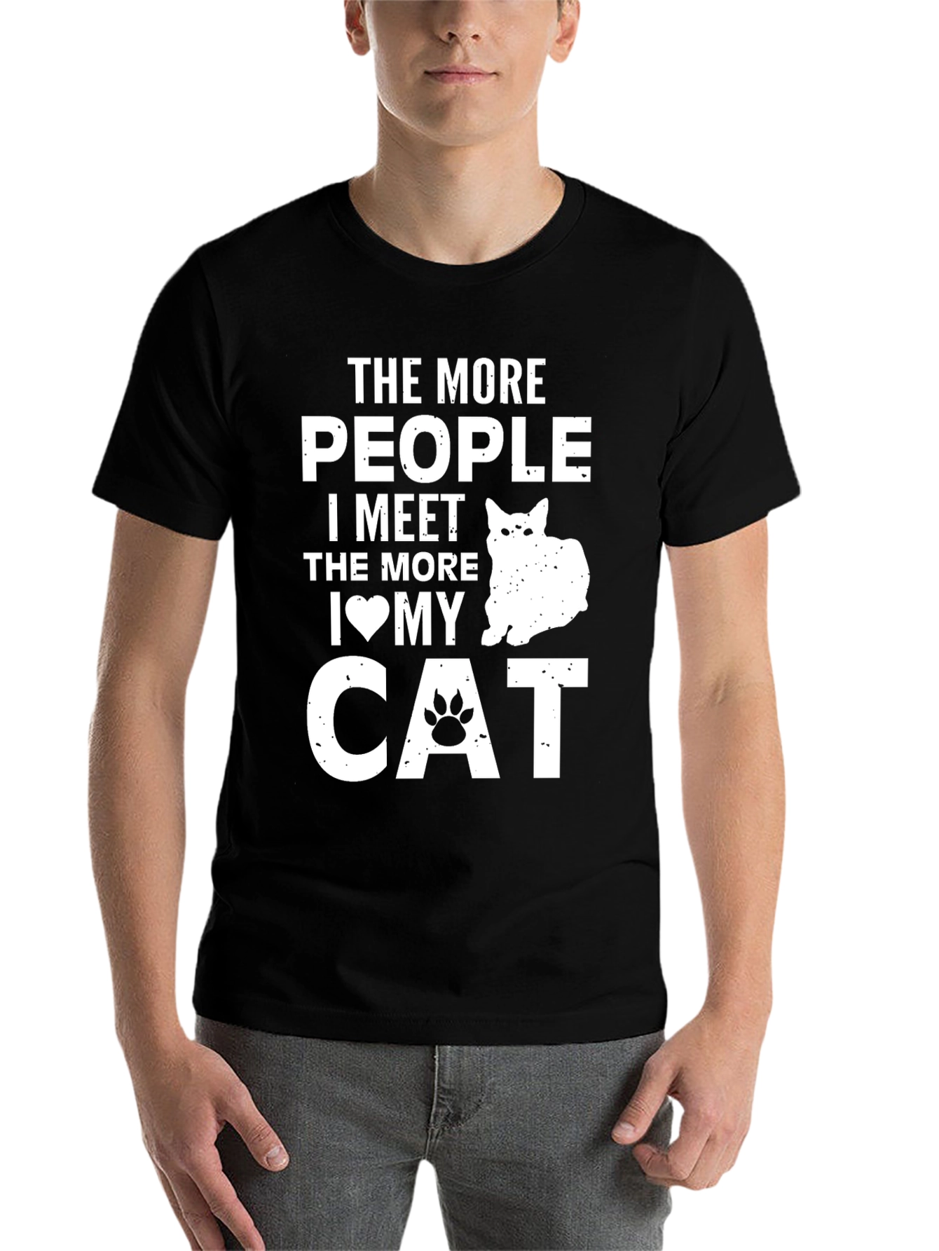 Black The More People I Meet I Love My Cat T-Shirt view 7