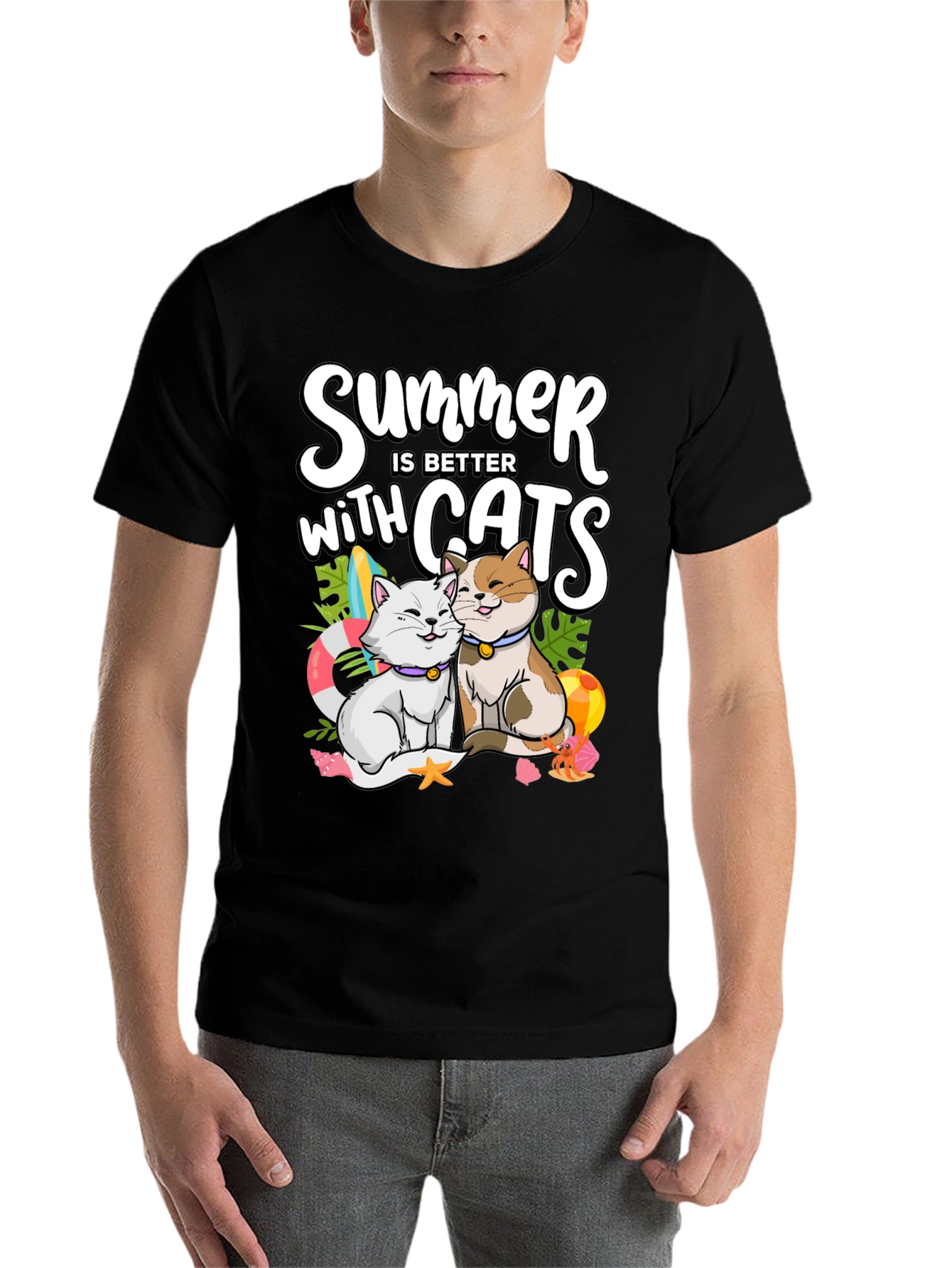 Black Summer Cats T-Shirt: Better with Cats! view 7