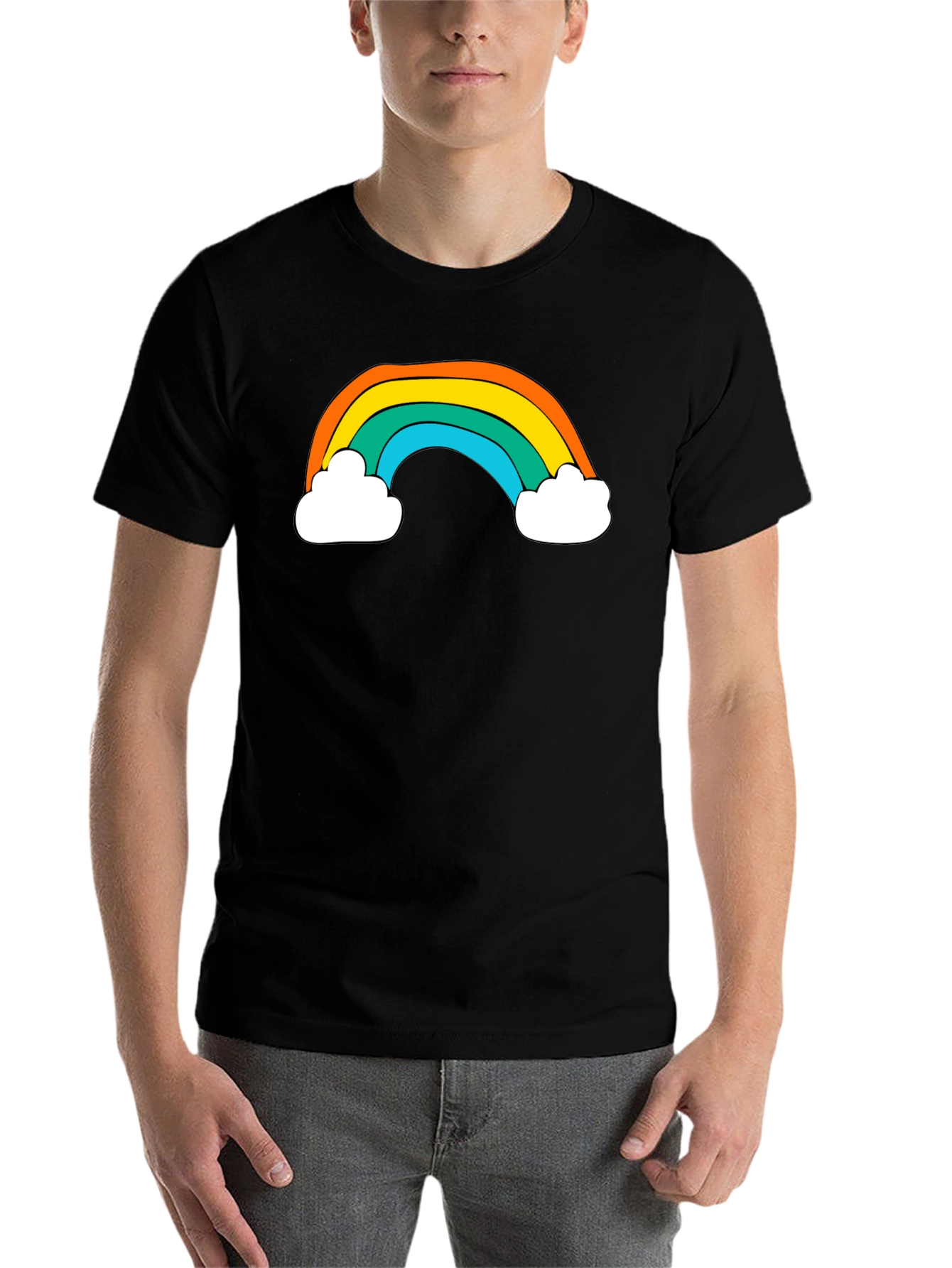 Black Retro Rainbow Graphic Black T-Shirt view 7